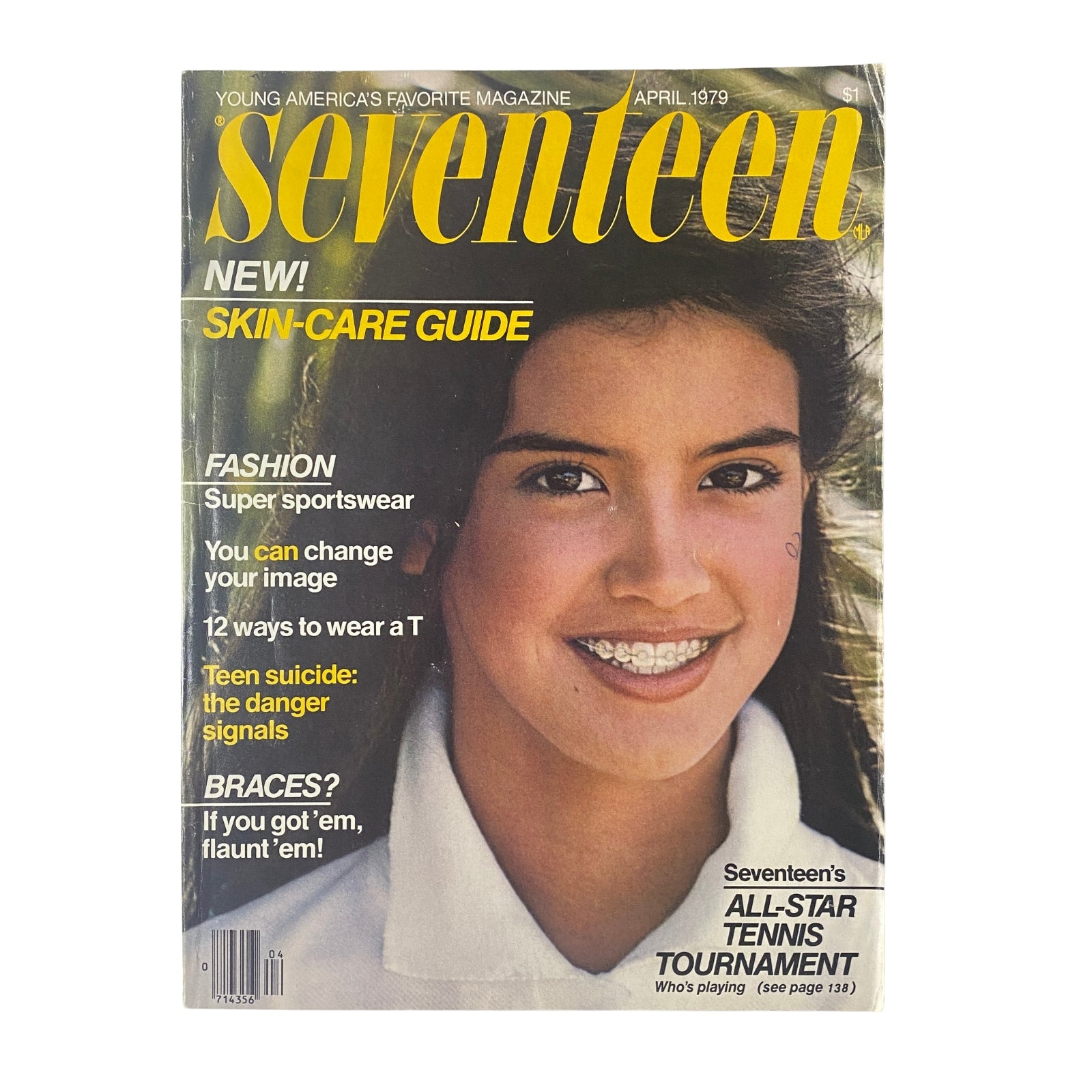 Seventeen Magazine April 1979 issue featuring the Skin-Care Guide on the cover, highlighting fashion tips, teen advice, and the Tennis Tournament of Champions.