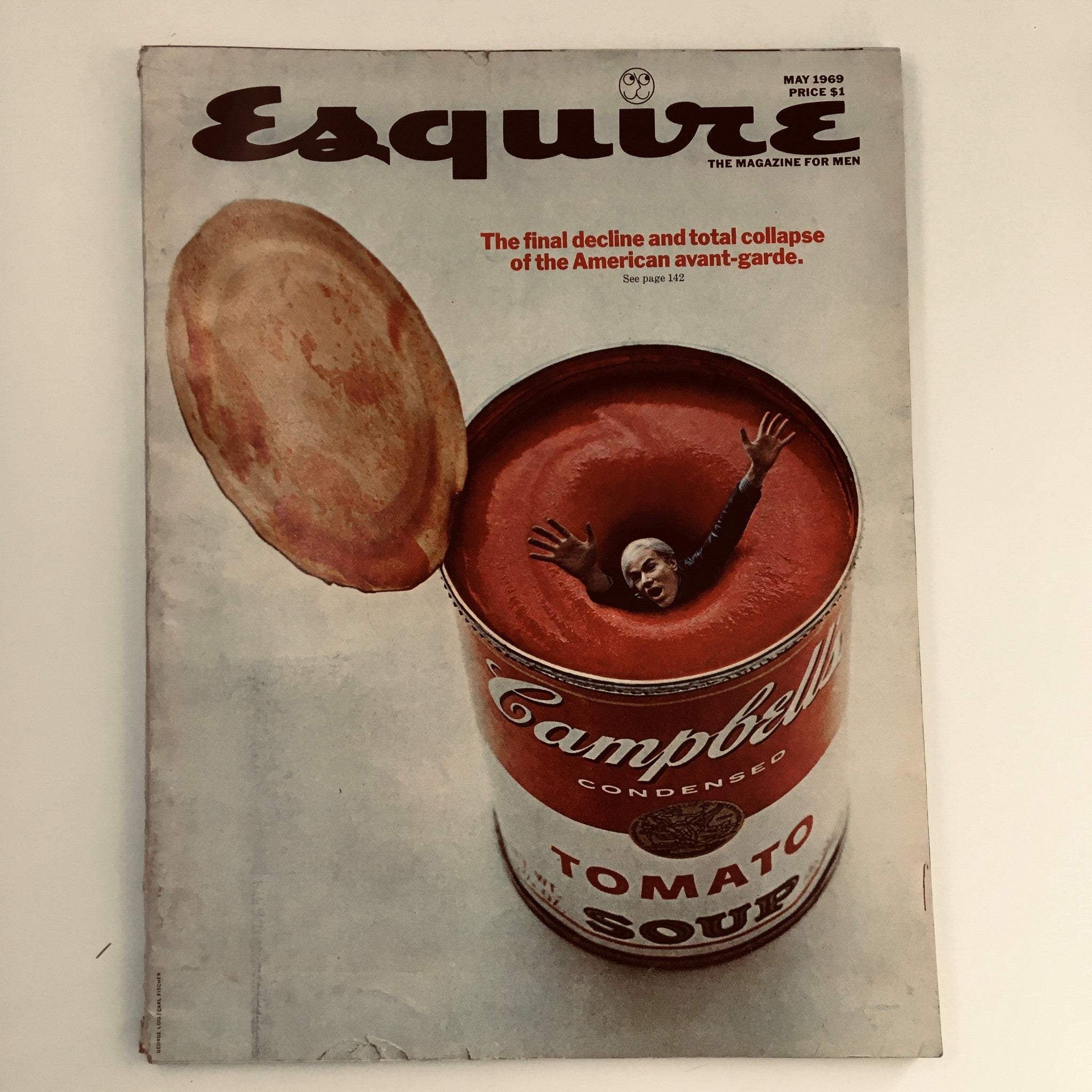 Cover of Esquire Magazine, May 1969, featuring Andy Warhol and an article on the 'Total Collapse of the American Avant-Garde.