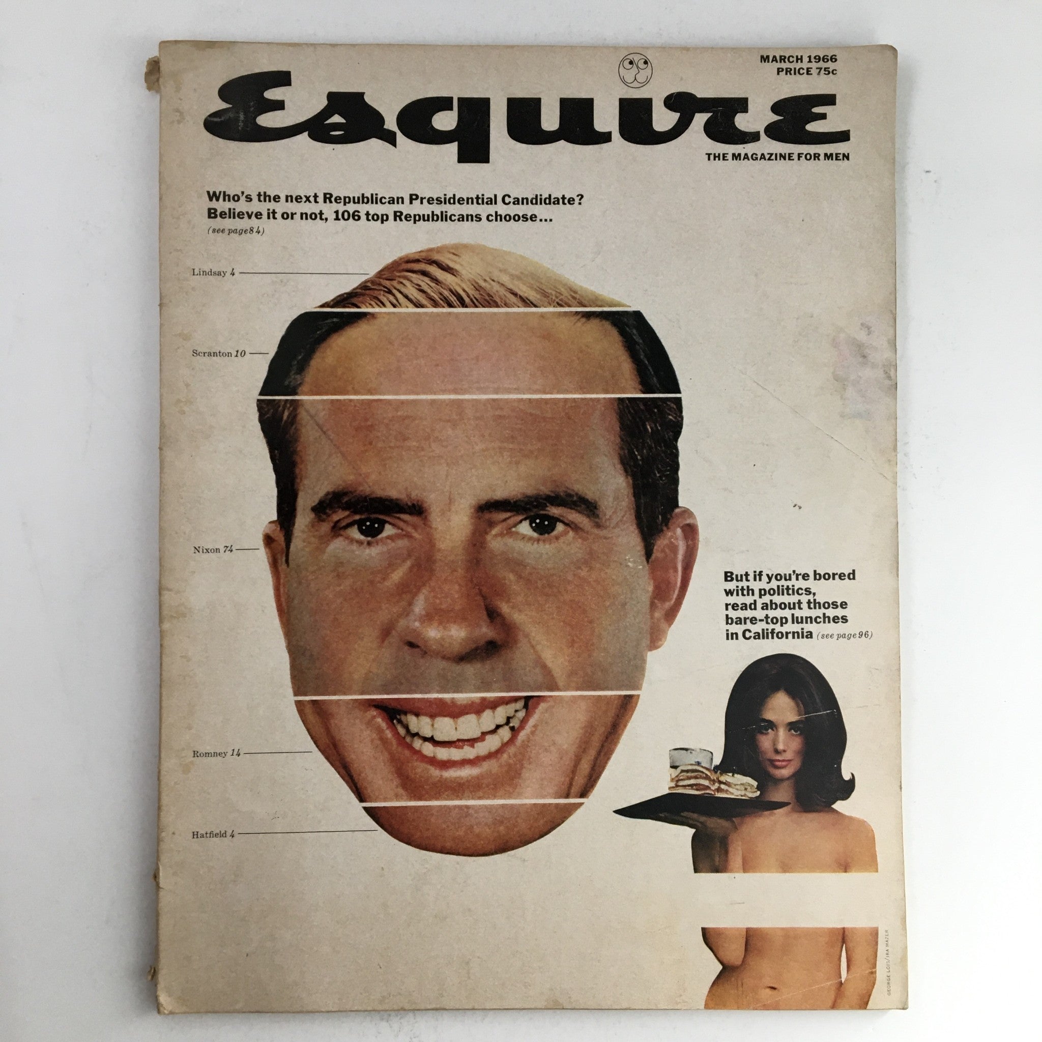 Esquire Magazine March 1966 Candidates Richard Nixon and Mitt Romney No Label