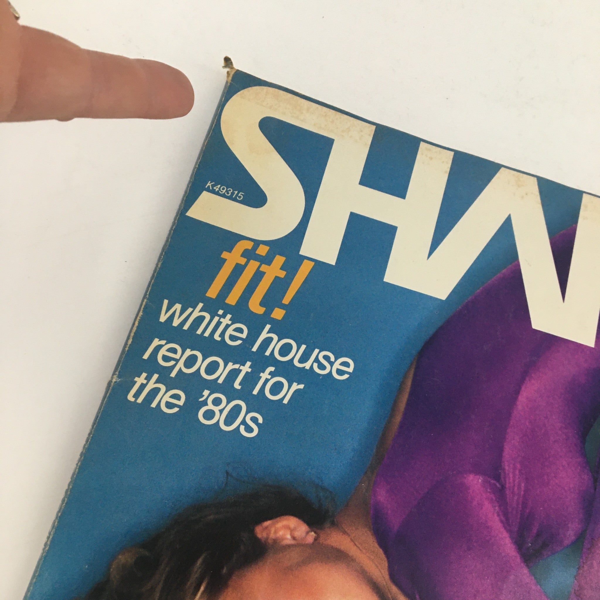 Close-up of the title section from Shape Magazine September 1981, showcasing the words 'fit!' and 'white house report for the ’80s.' This highlights the magazine's focus on health and fitness.