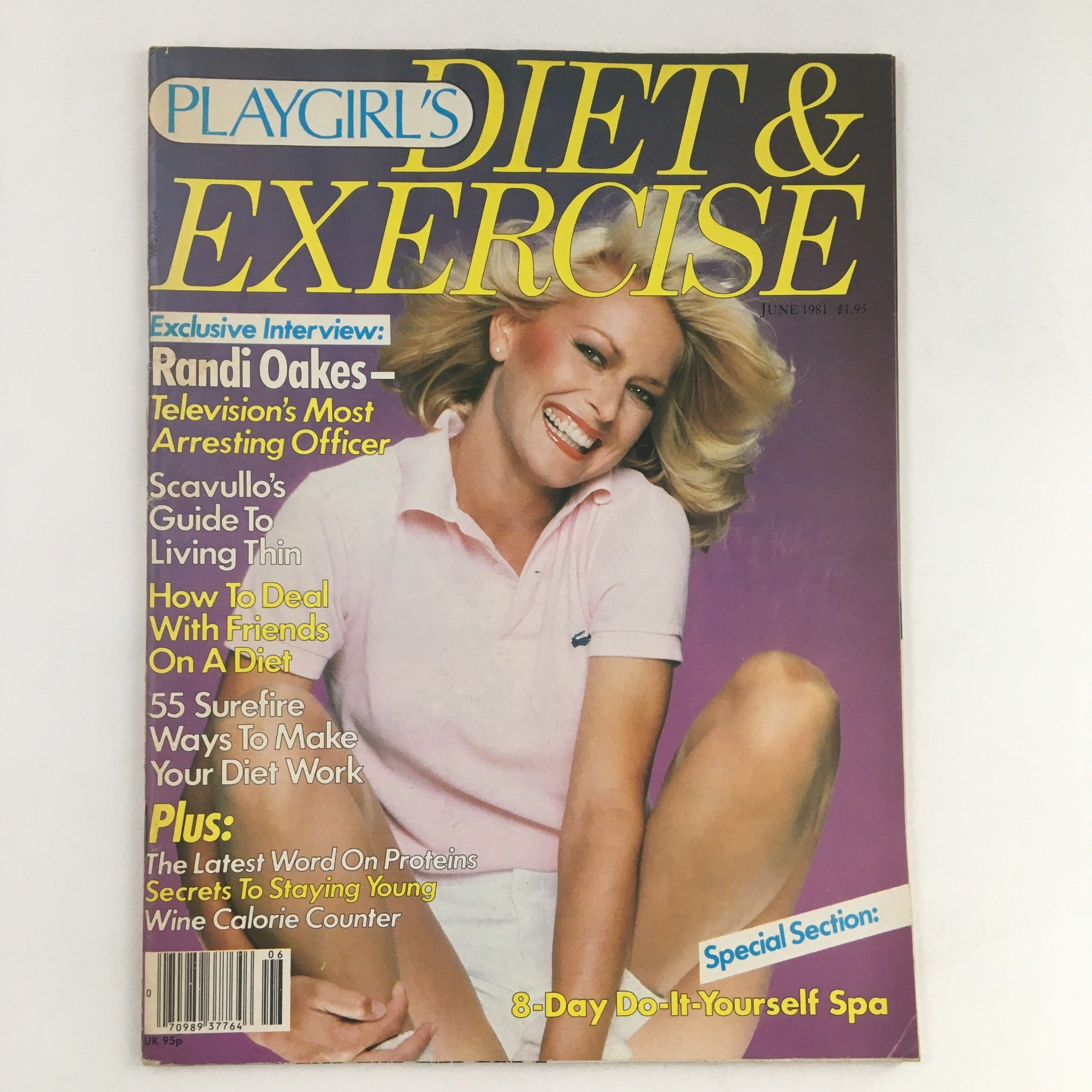 Cover of Playgirl's Diet & Exercise Magazine, June 1981 featuring Randi Oakes, highlighted as 'Television's Most Arresting Officer', with articles on fitness, nutrition, and lifestyle tips from the early 1980s.