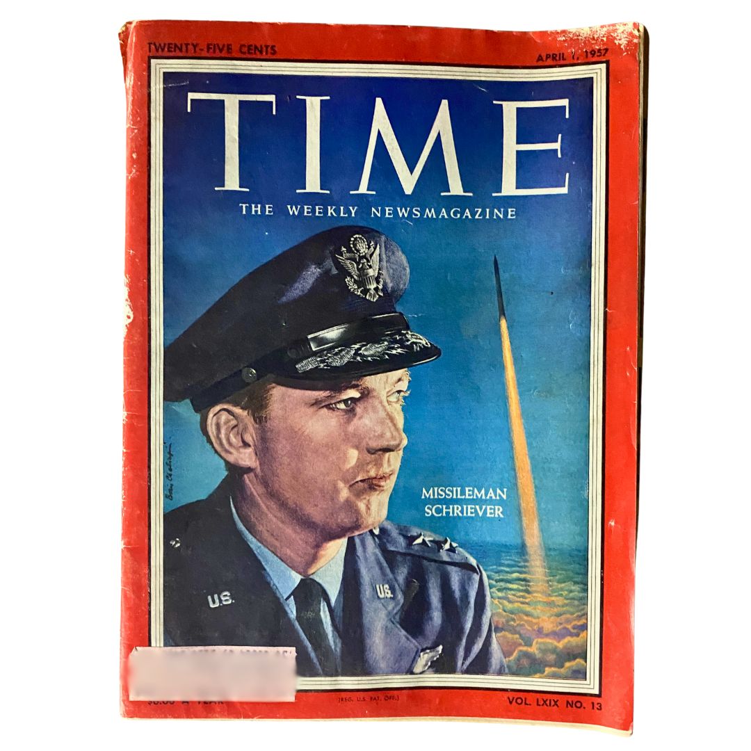 VTG Time Magazine April 1, 1957 Vol 69 No. 13 General Bernard Schriever