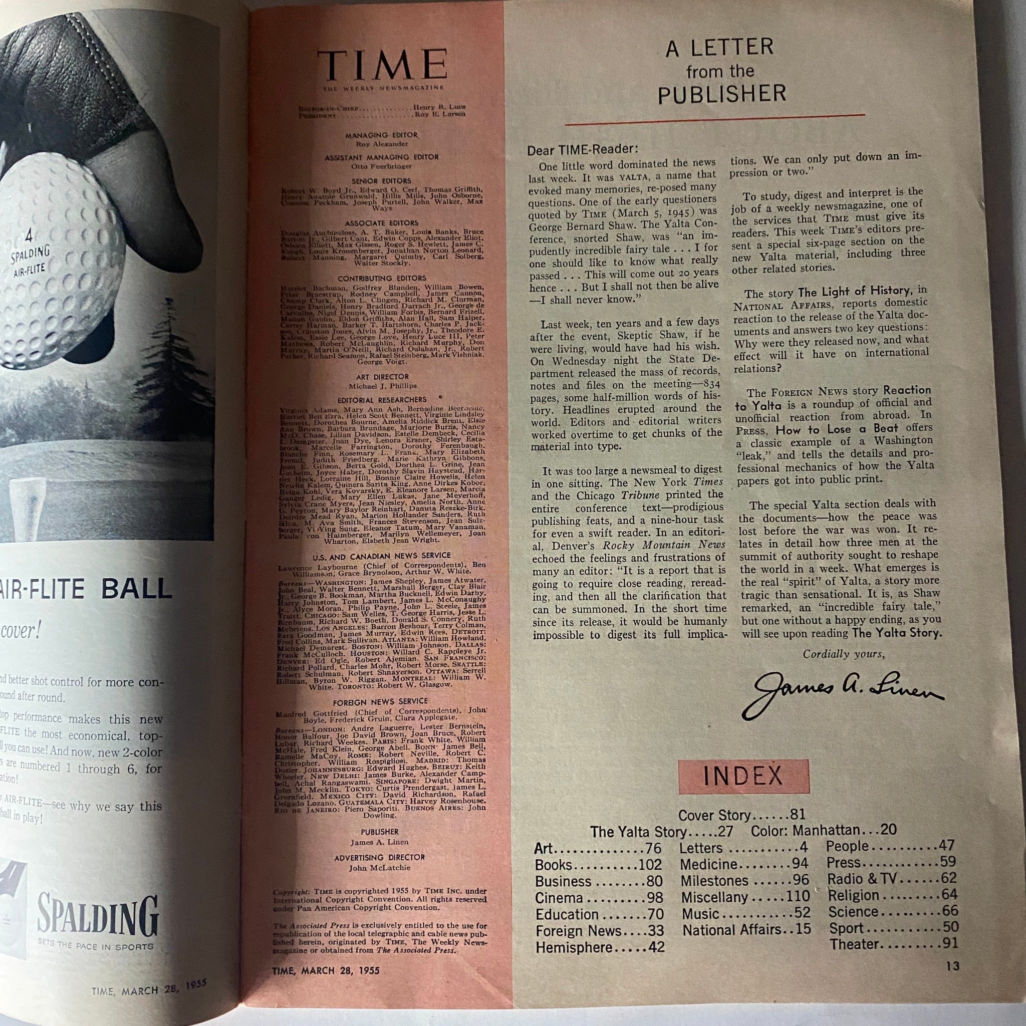 VTG Time Magazine March 28, 1955 Vol 65 No. 13 IBM's Thomas J. Watson Jr.