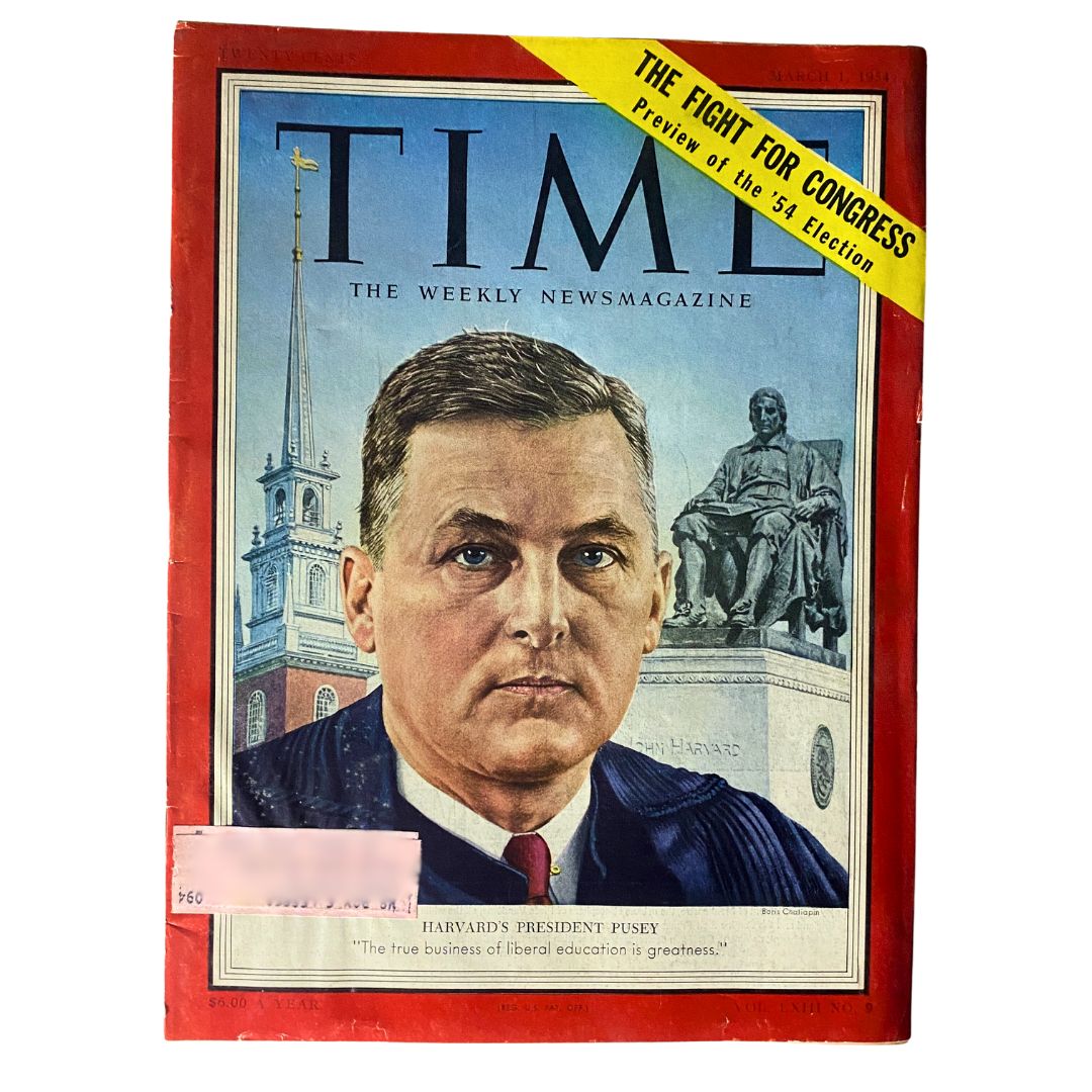 VTG Time Magazine March 1, 1954 Vol 63 No. 9 Harvard's President Pusey