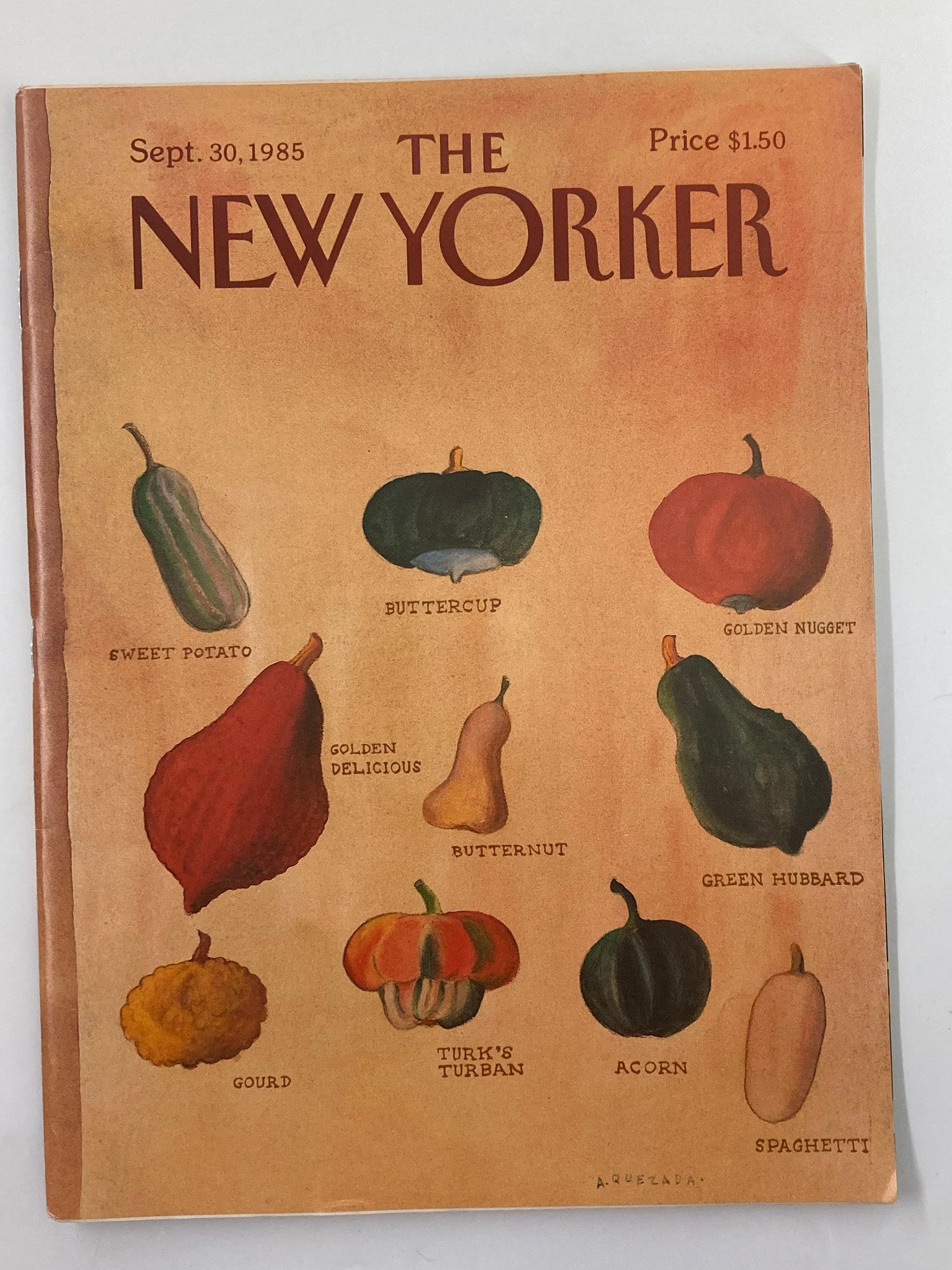 The New Yorker Full Magazine September 30 1985 Fresh Vegetables by Abel Quezada