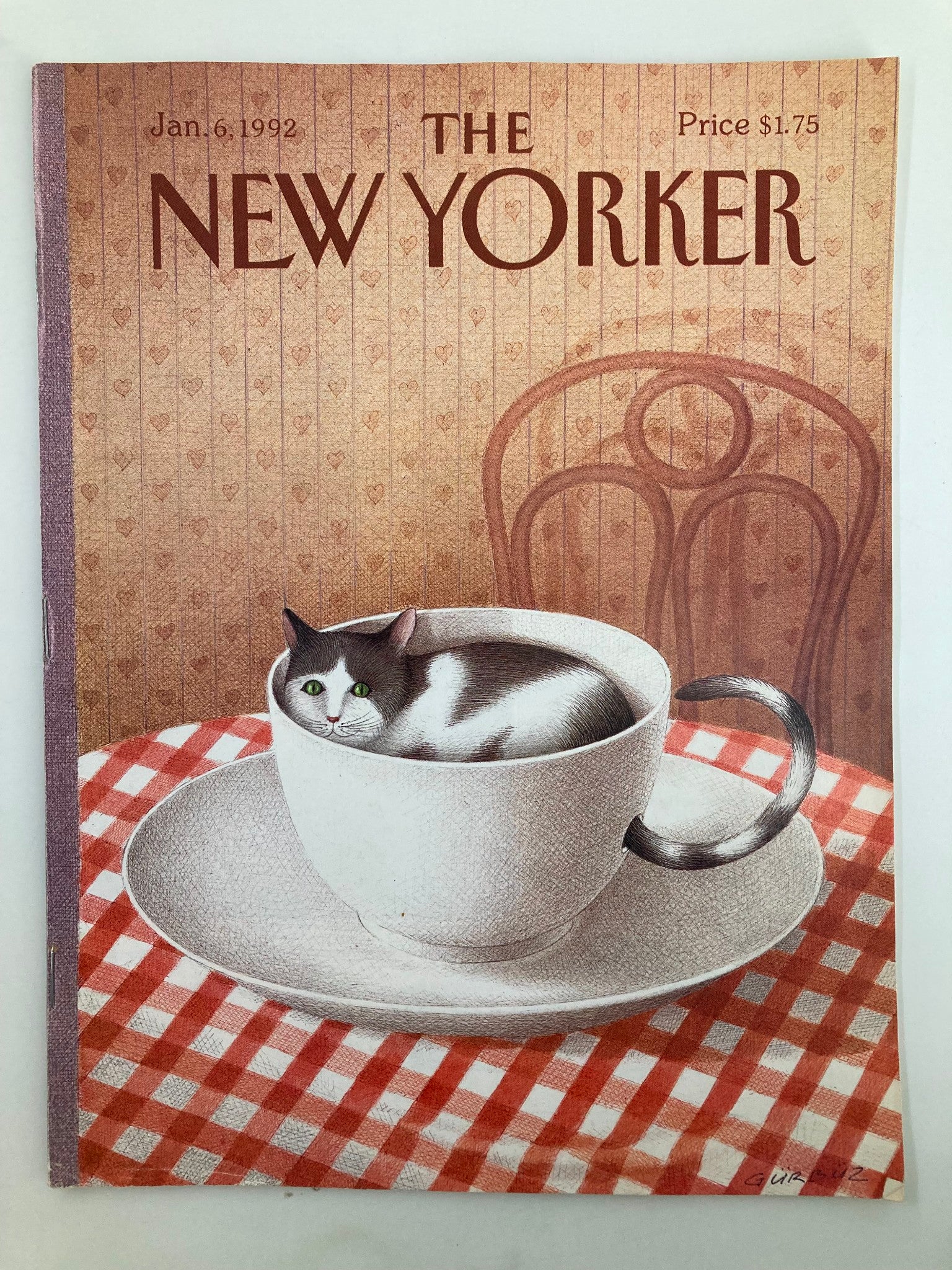 The New Yorker Full Magazine January 6 1992 Cup of Cat by Gurbuz Dogan Eksioglu