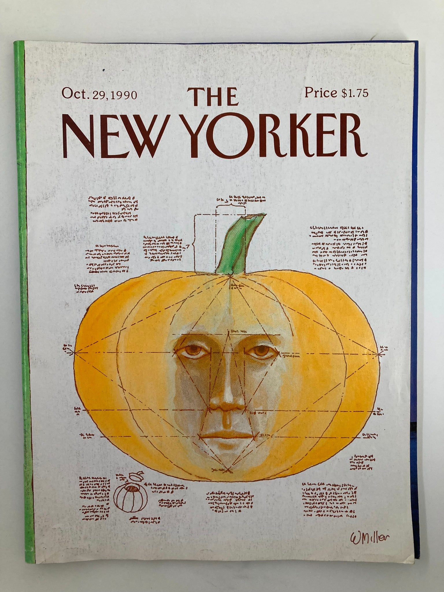 The New Yorker Full Magazine October 29 1990 Pumpkin Head by Warren Miller