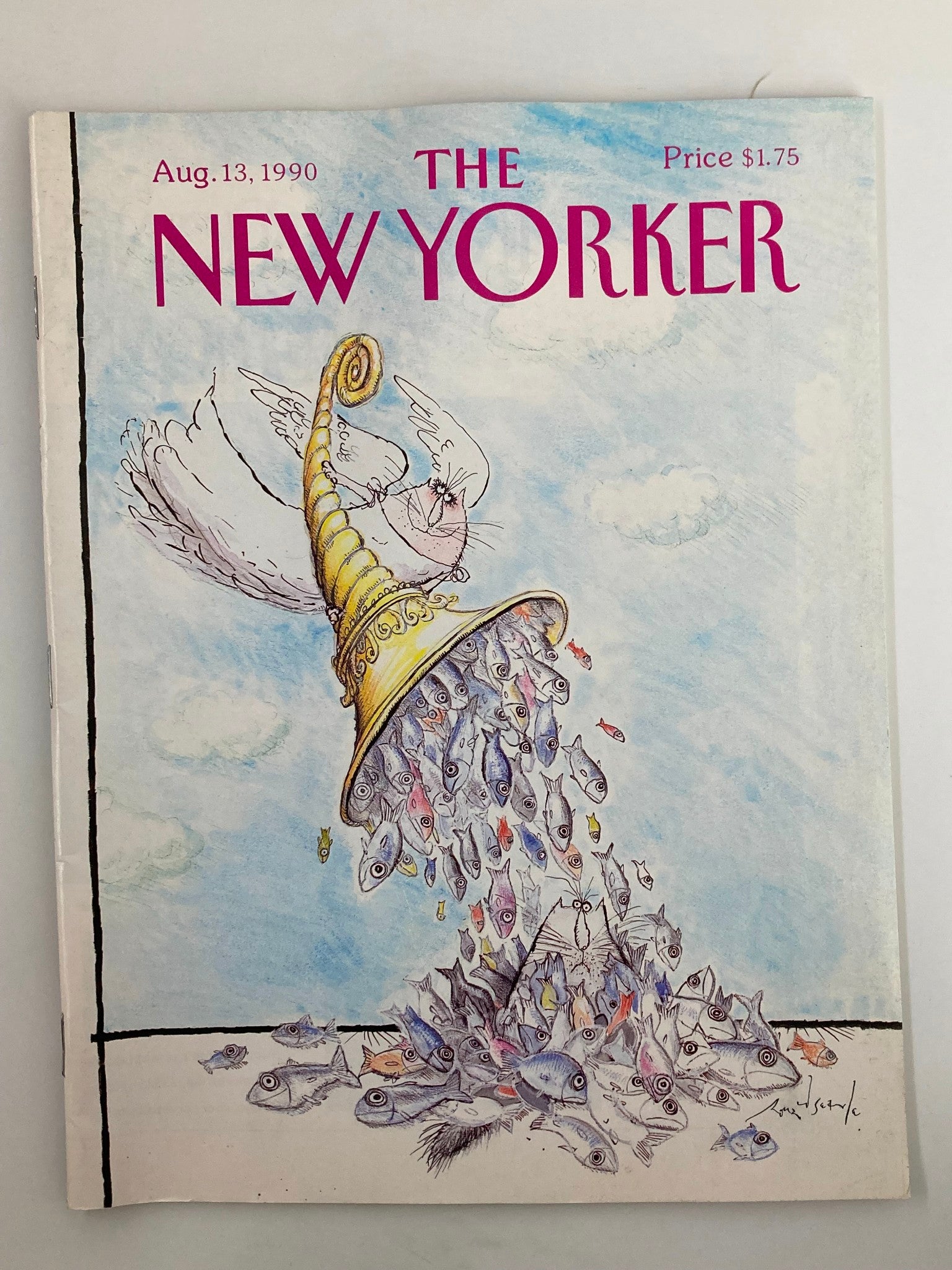 The New Yorker Full Magazine August 13 1990 Raining Fish by Ronald Searle