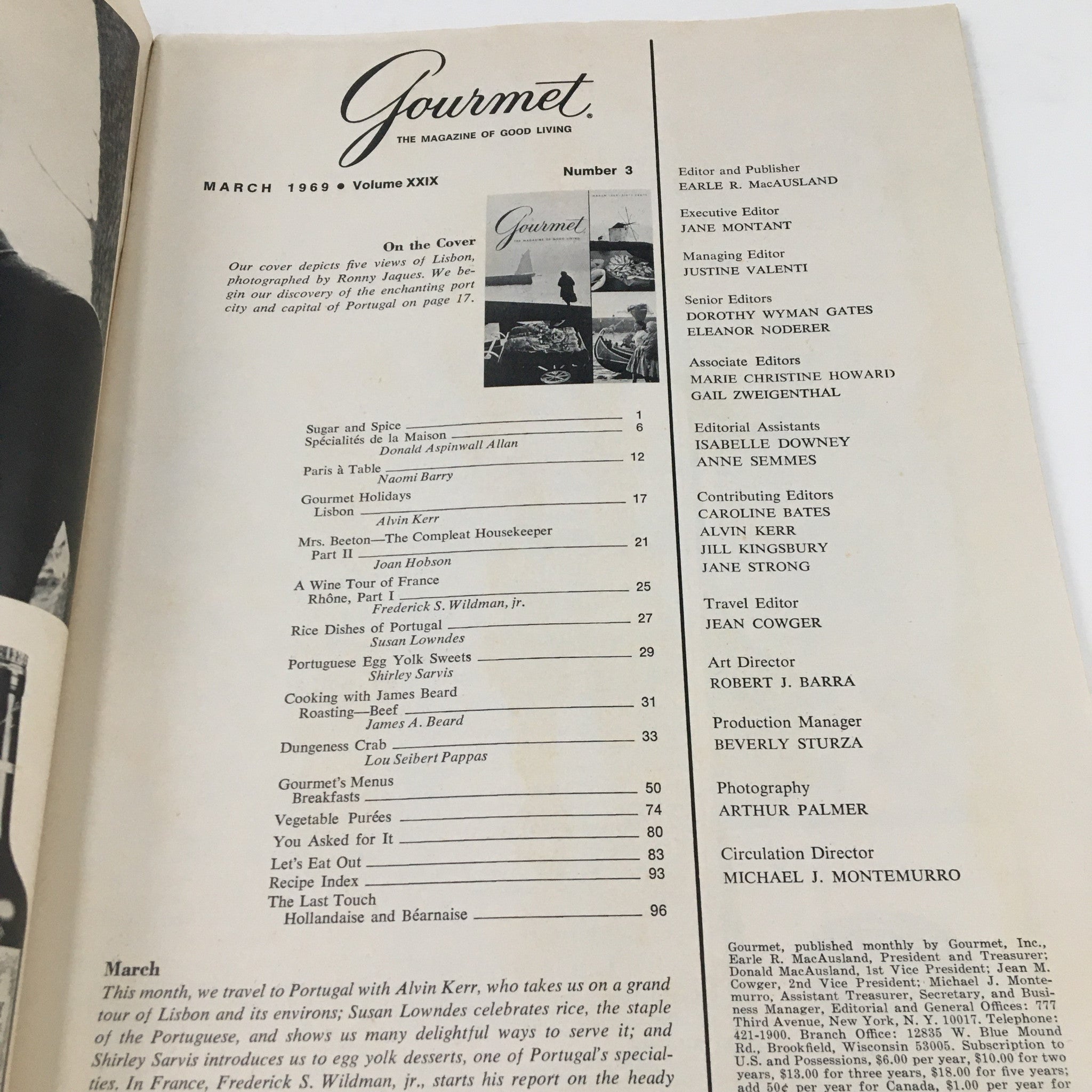 Gourmet Magazine March 1969 Vol. 39 No. 3 Mrs. Beeton Housekeeper No Label