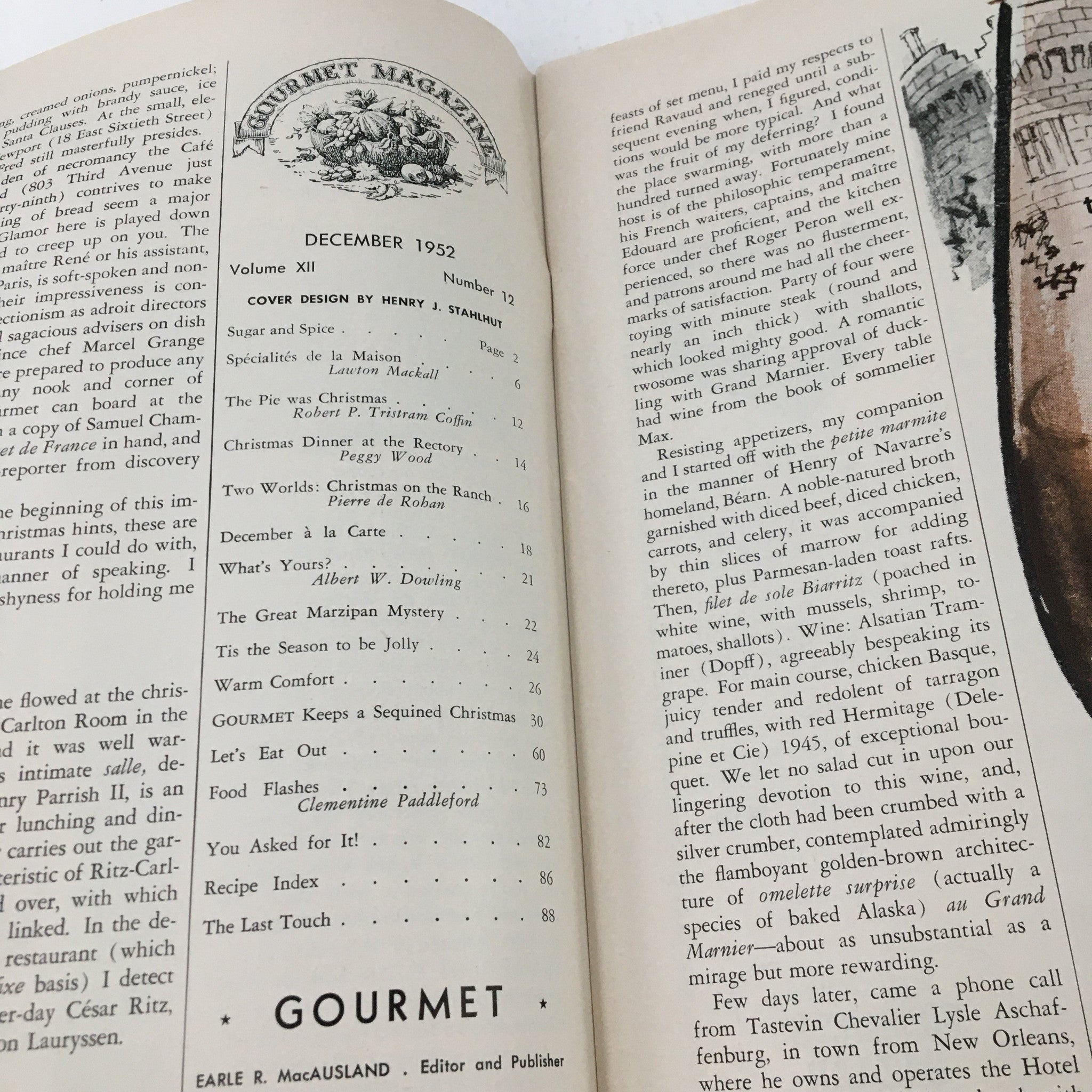 Gourmet Magazine December 1952 Vol. 12 No. 12 The Pie was Christmas No Label