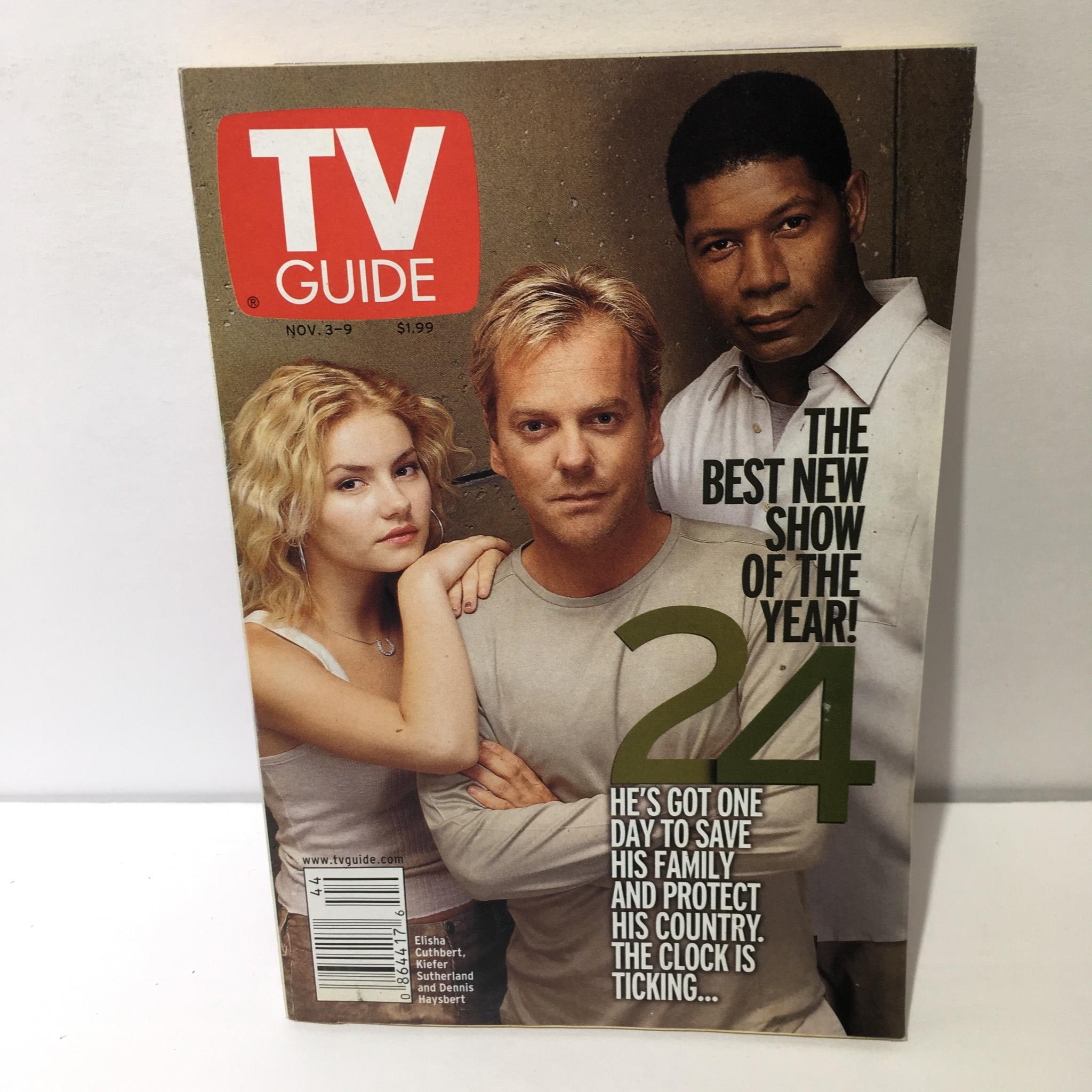 TV Guide Nov 3-9 2001 Elisha Cuthbert, Kiefer Sutherland & Dennis Haysbert Cover