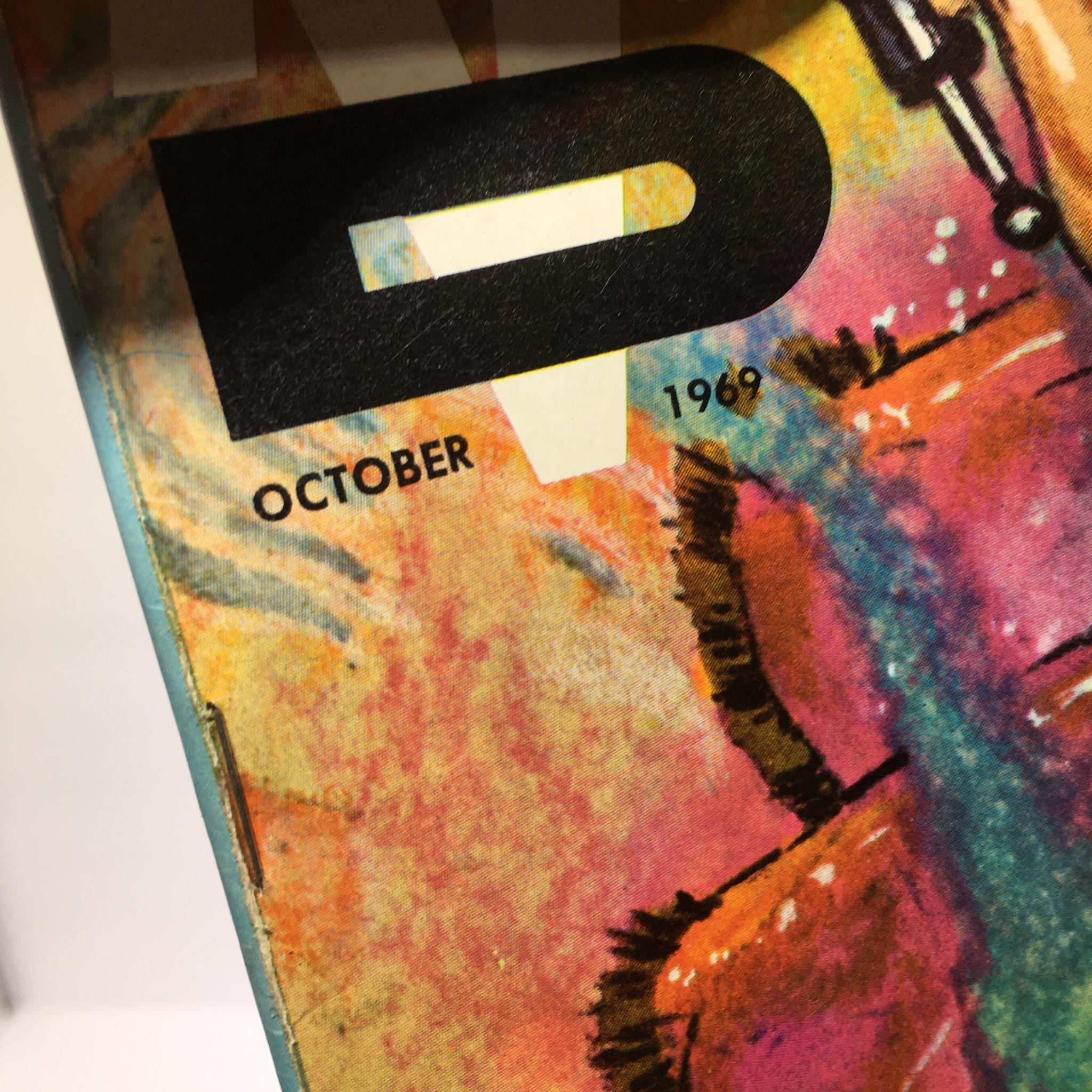 Corner section of the Muscular Development Magazine cover showing the month 'October' and year '1969', part of the Mr. America Contest Report.