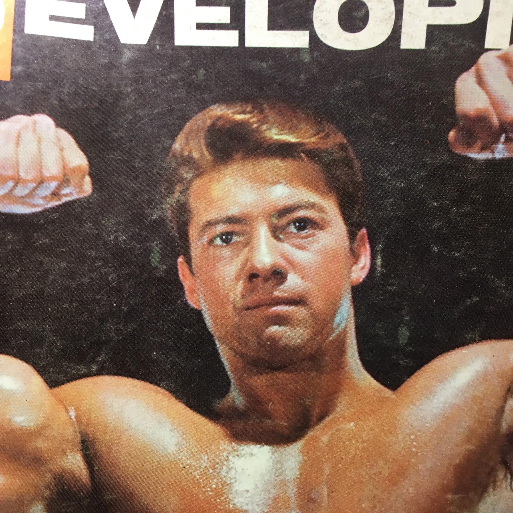 Cover image of Muscular Development Magazine, July 1966, showcasing a muscular man flexing, representing bodybuilding culture.