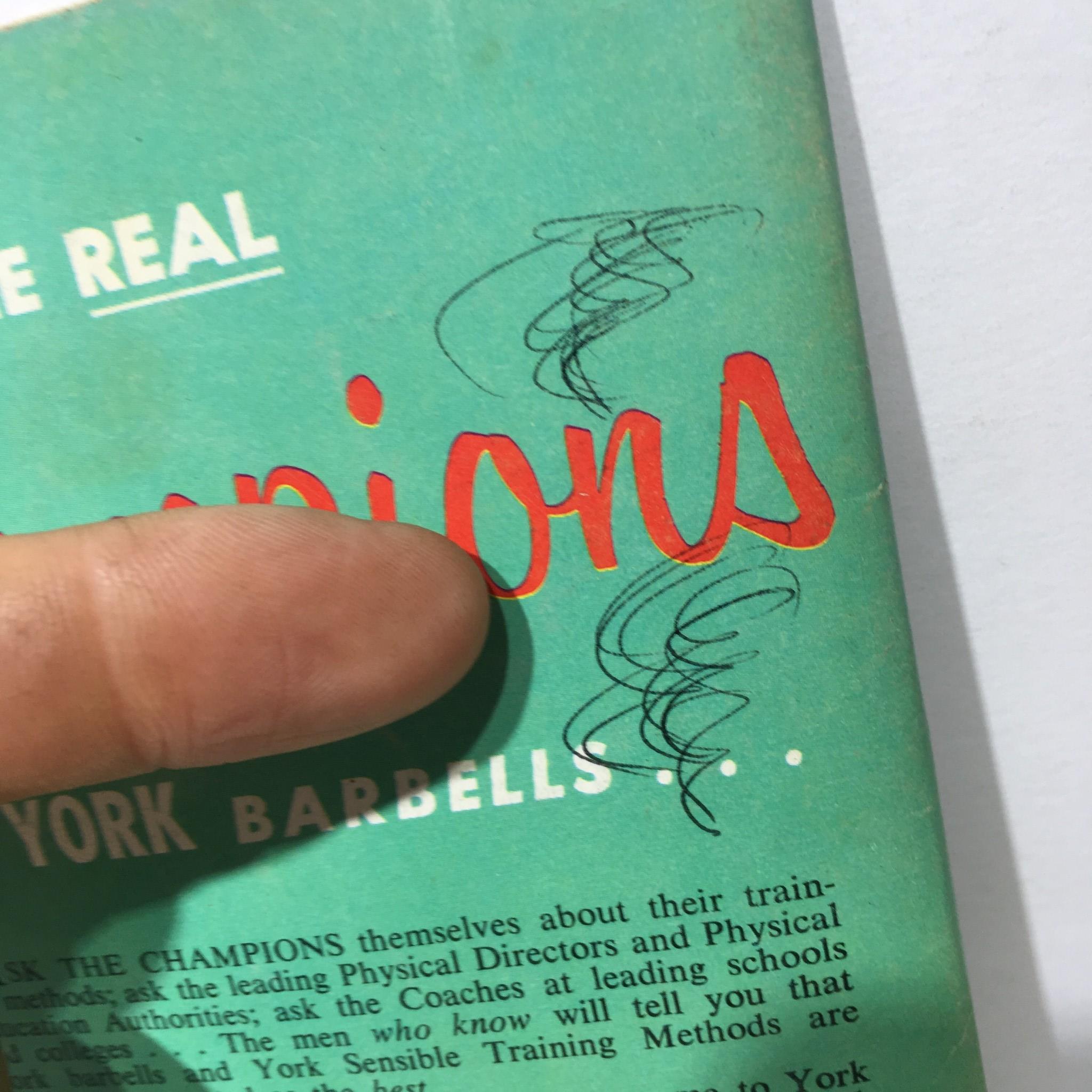 Close-up of the back cover text of Muscular Development Magazine, January 1967, discussing why champions use York barbells.