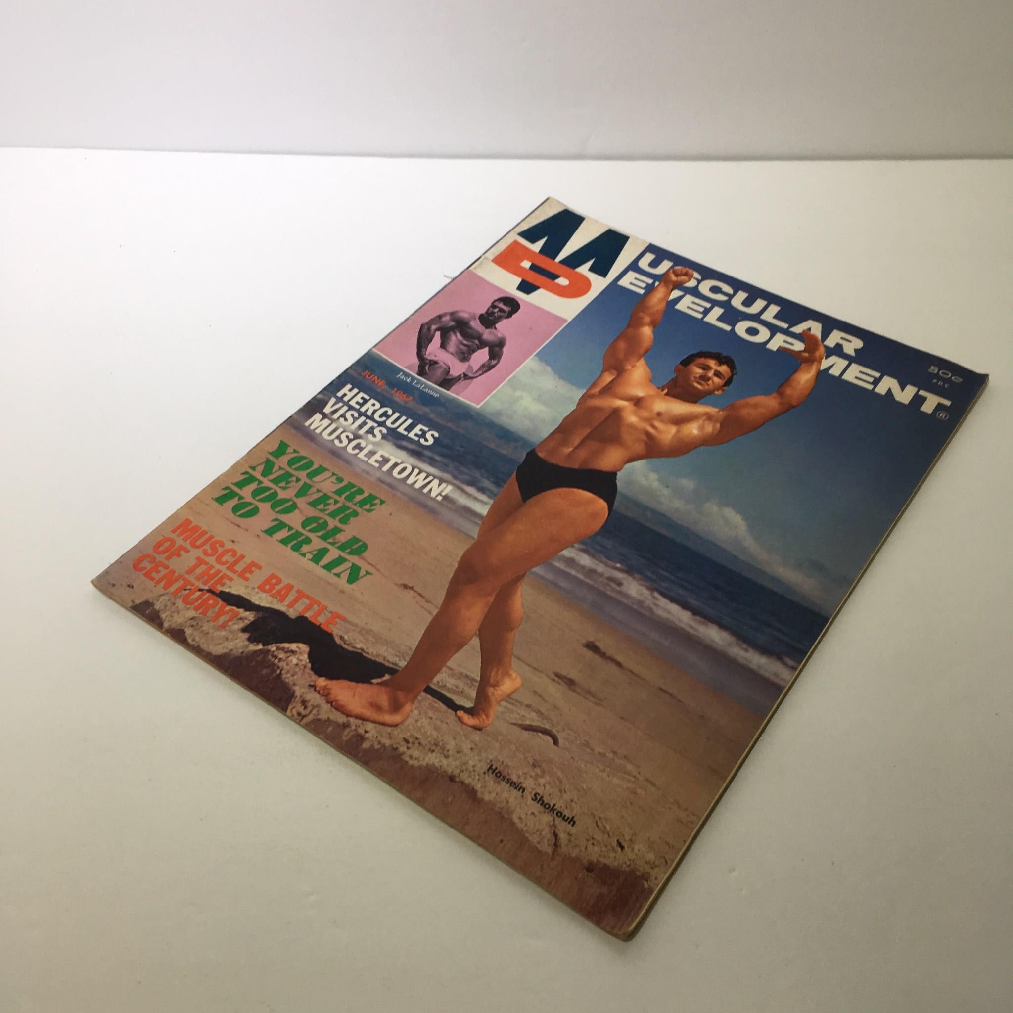 Muscular Development Magazine June 1967 showing Hossein Shokouh striking a pose on the cover.