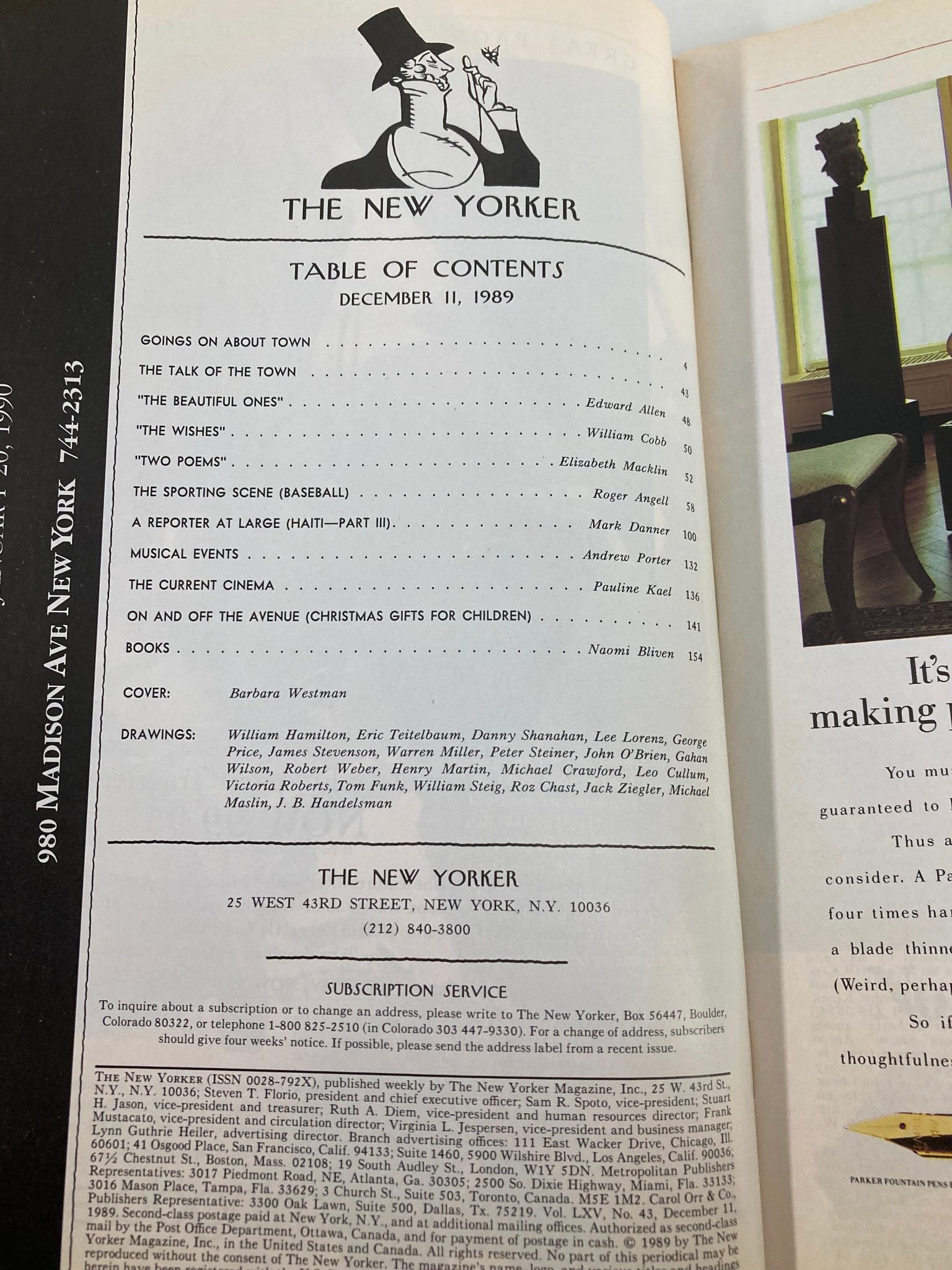 The New Yorker Full Magazine December 11 1989 Ballroom Dance by Barbara Westman