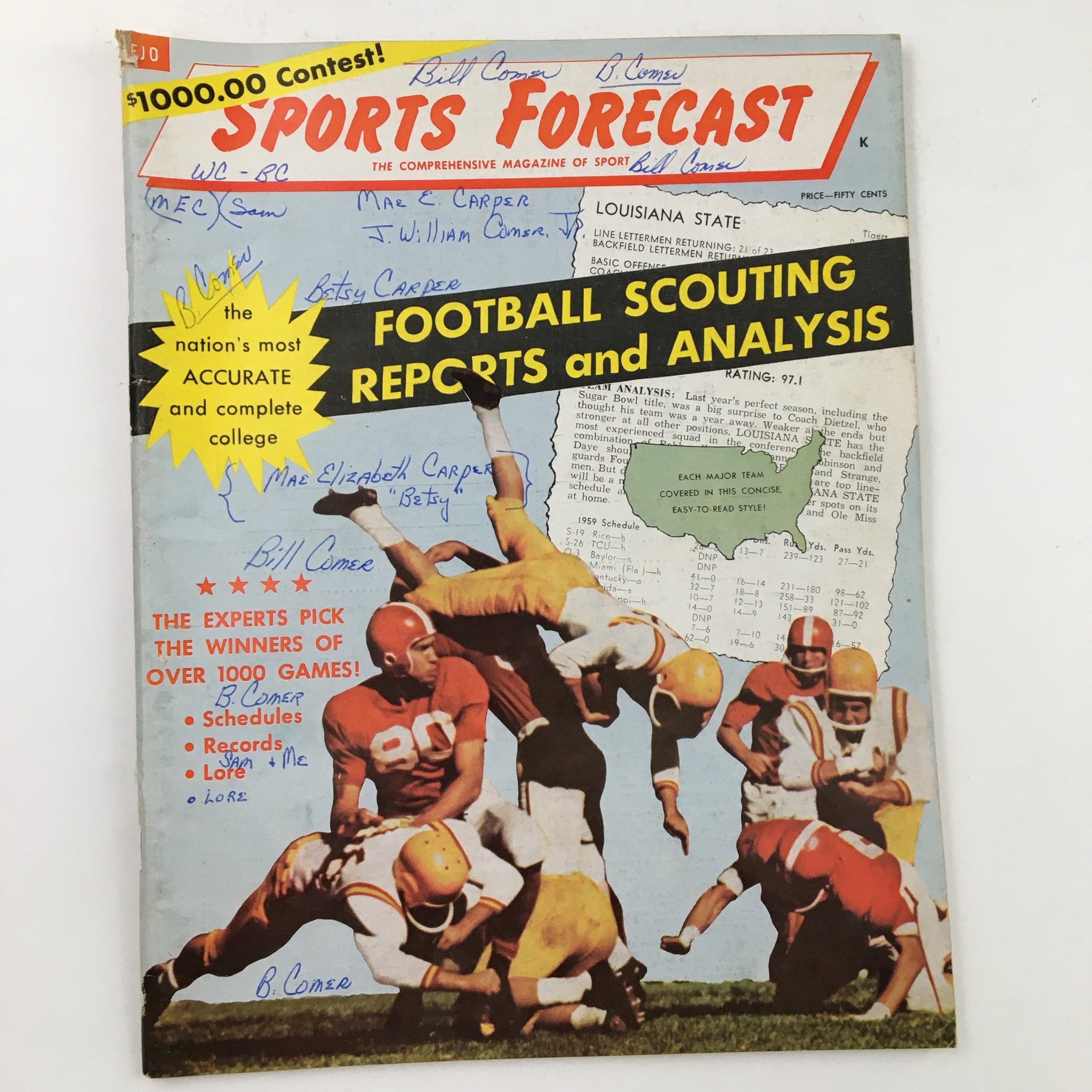 Sports Forecast Magazine Vol. 2 No. 1 1958 The Crystal Ball's Top 20 No Label