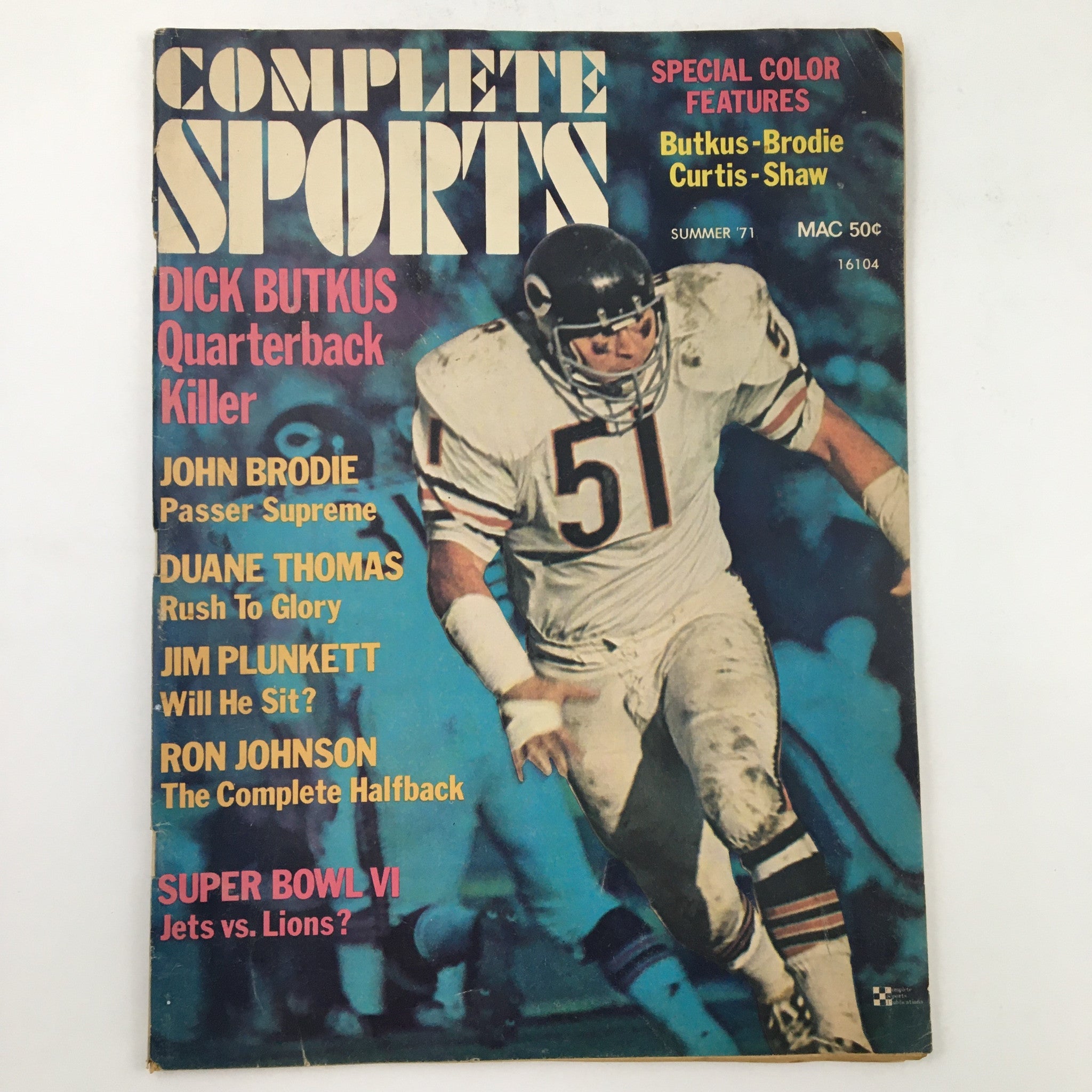 Complete Sports Magazine Summer 1971 Dick Butkus & John Brodie No Label