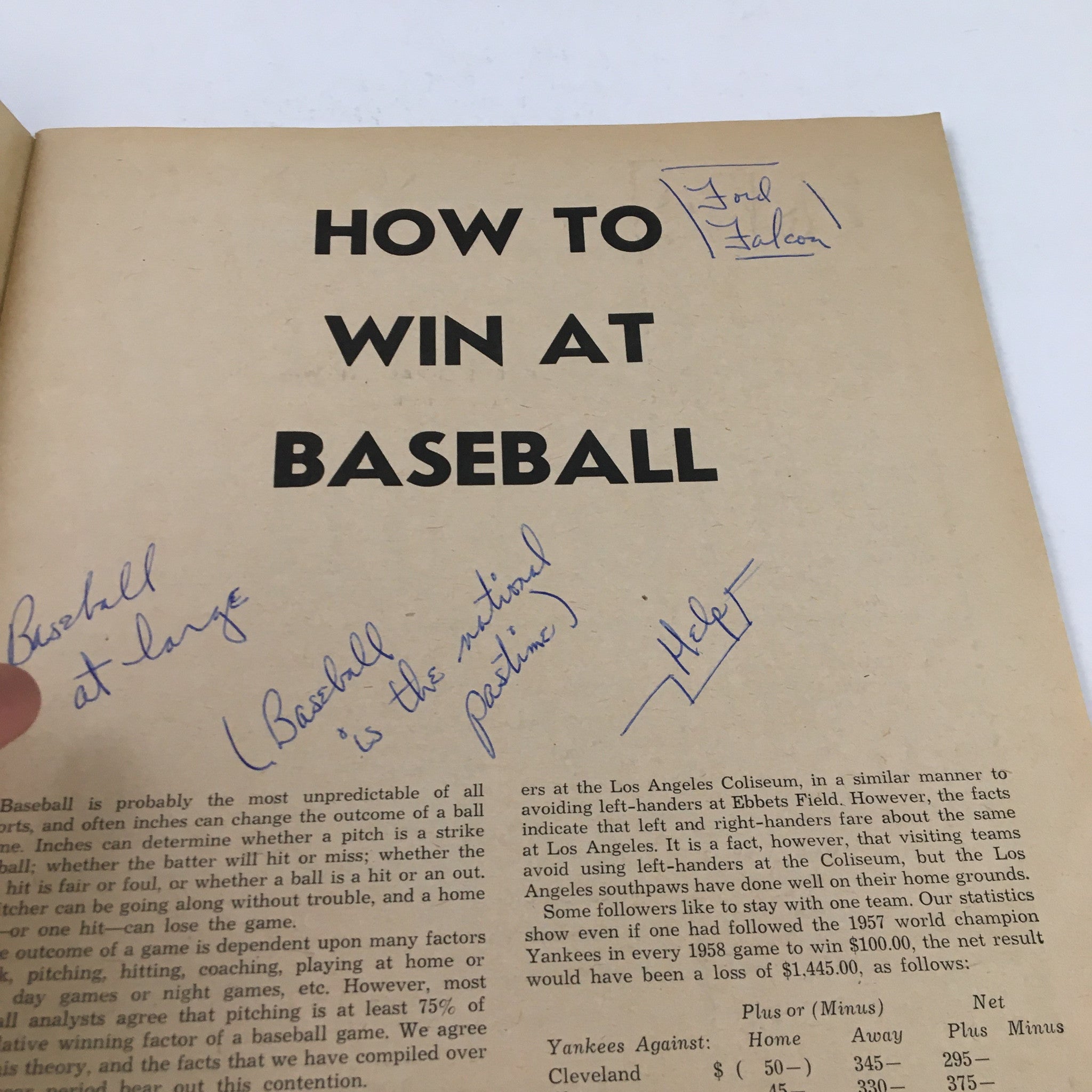 Sportscope Magazine Baseball 1960 How To Bet Baseball and Win No Label