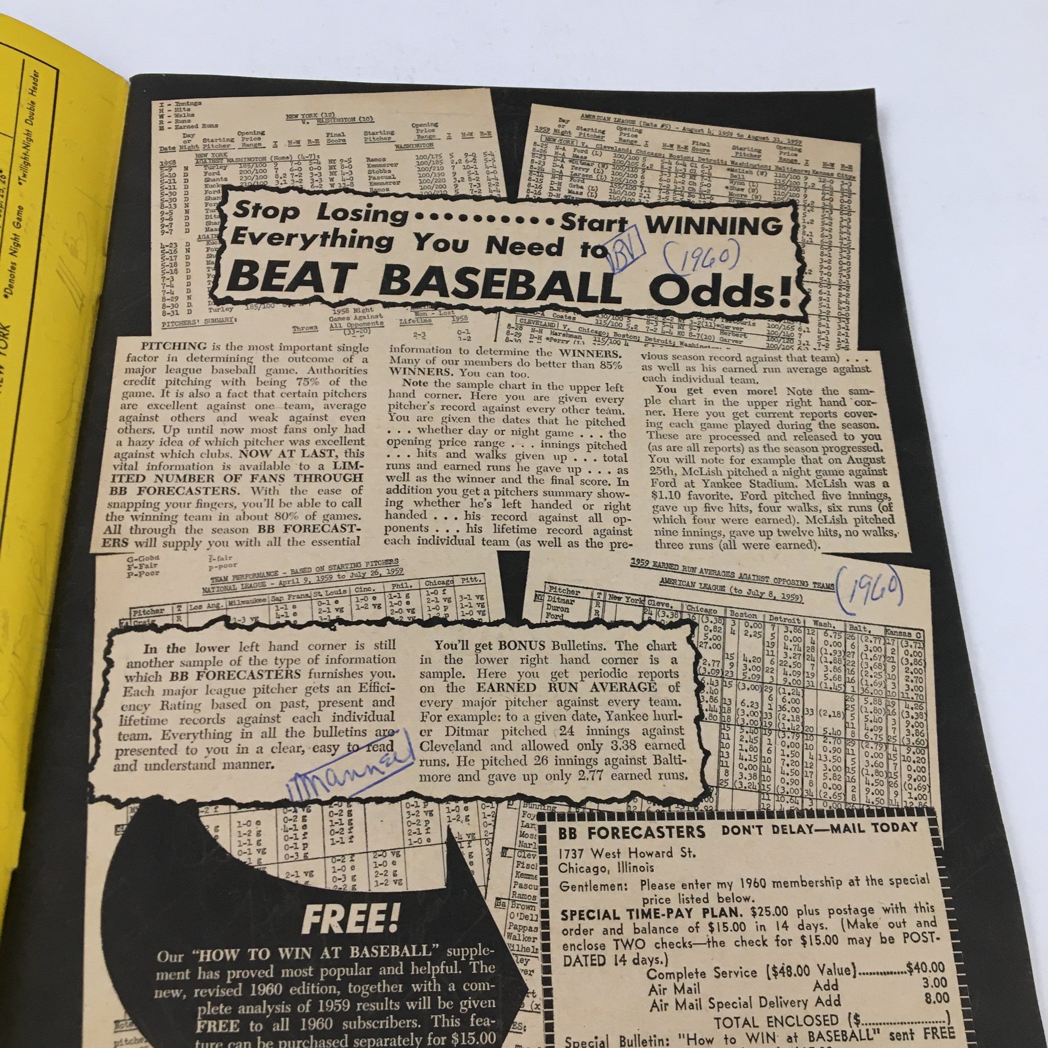 Sportscope Magazine Baseball 1960 How To Bet Baseball and Win No Label