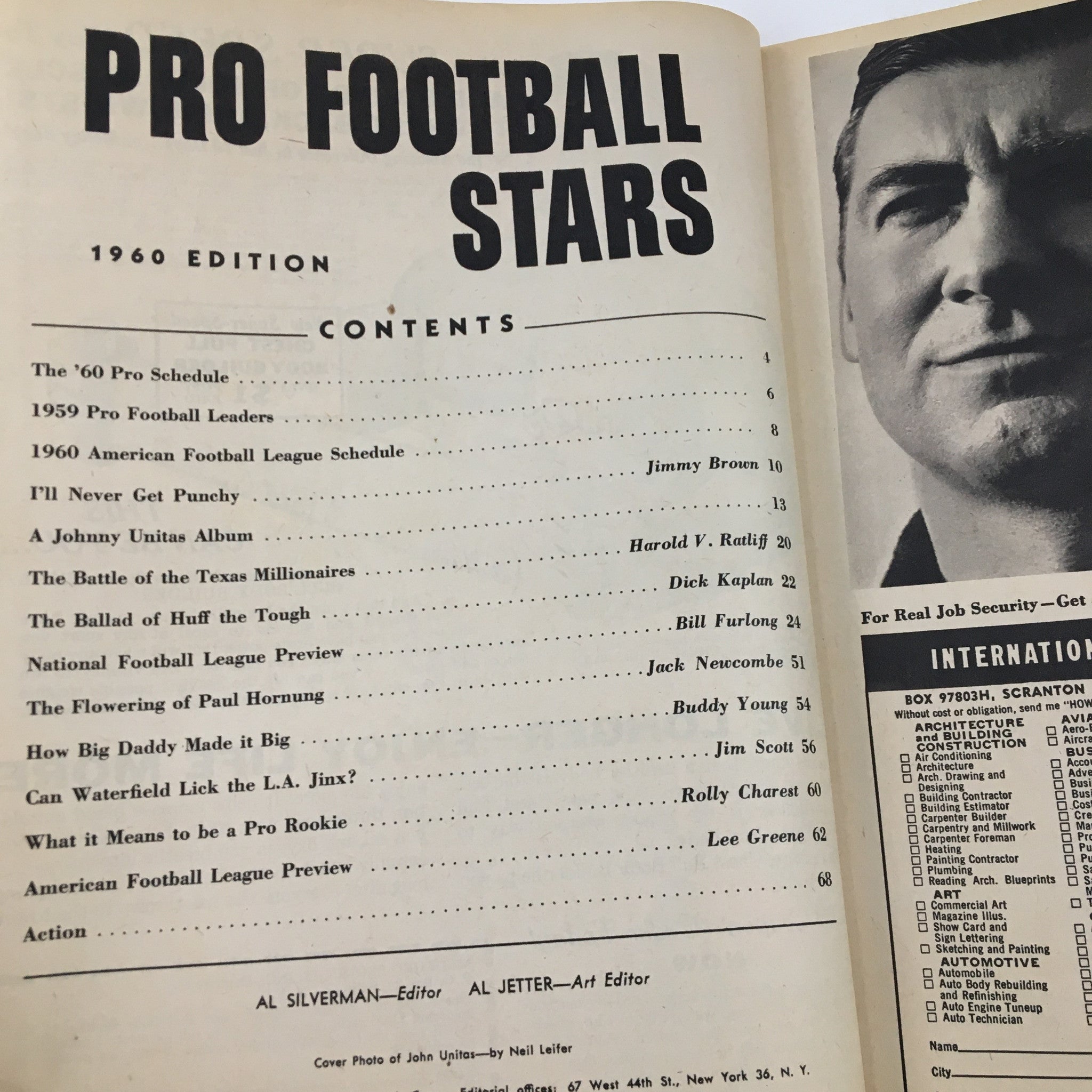 Pro Football Stars Magazine 1960 Johnny Unitas Album & Paul Hornung No Label