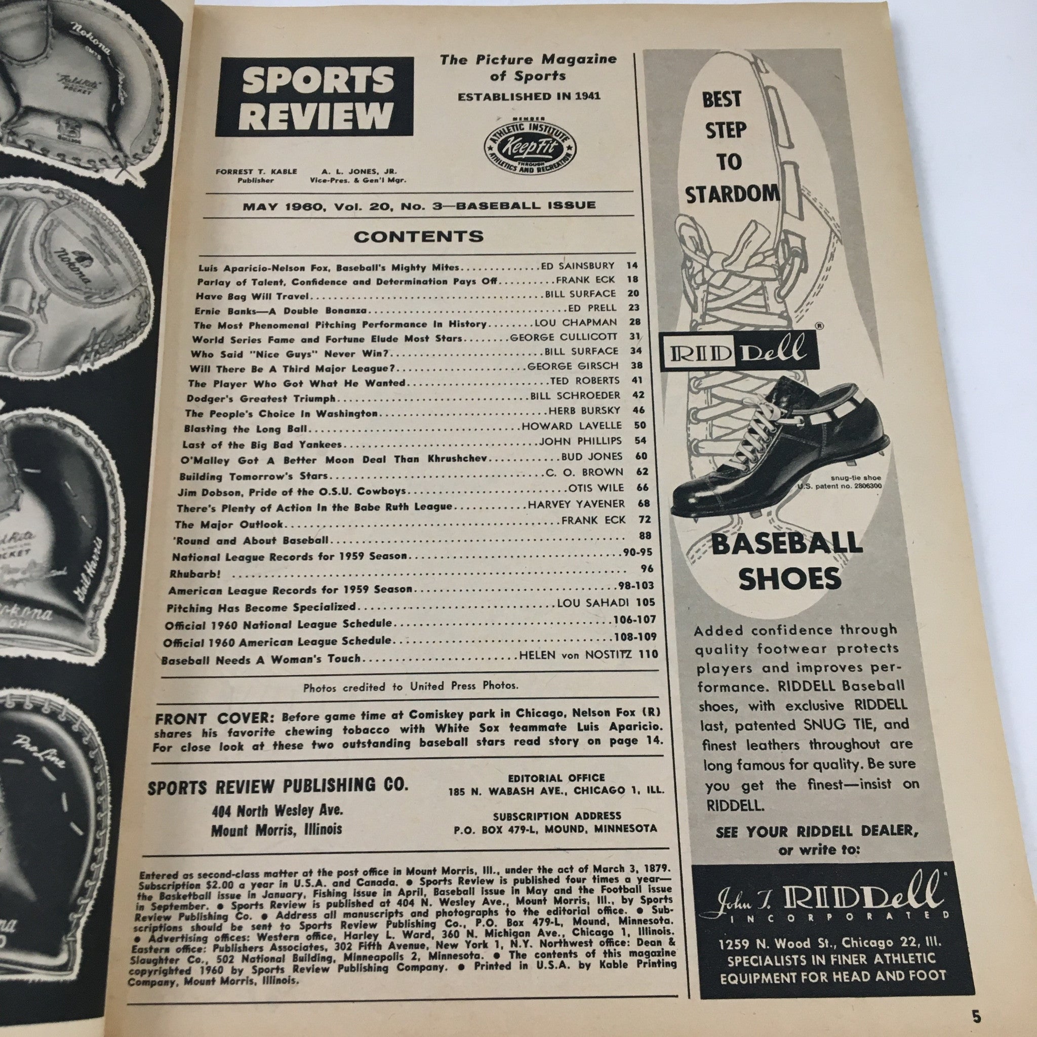 Sports Review Magazine Baseball 1960 Luis Aparicio & Nelson Fox No Label