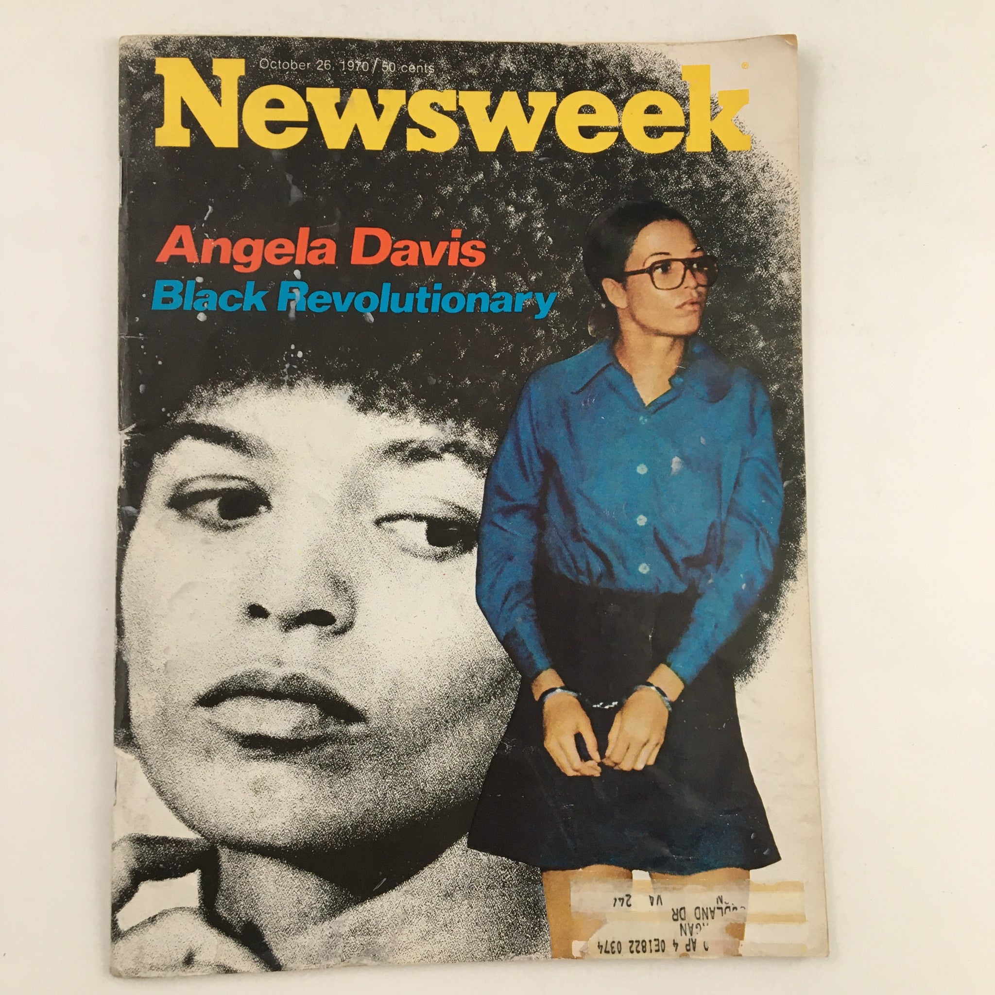 Cover of Newsweek Magazine from October 26, 1970, featuring Angela Davis, Black Woman Revolutionary, highlighting her impact on the civil rights movement.