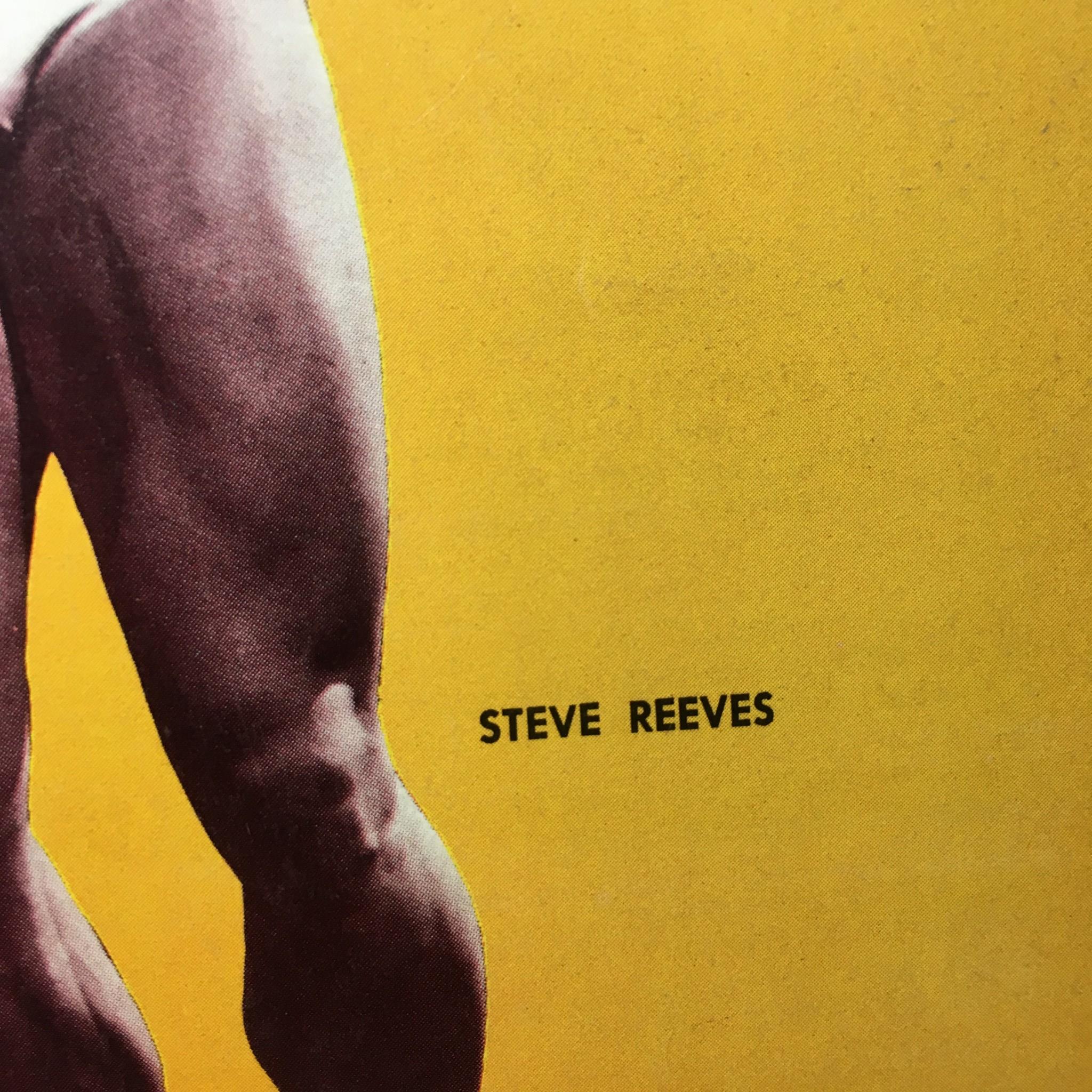 Close-up of a muscular leg from Steve Reeves, showcased in the Muscular Development Magazine, November 1970 issue, capturing the essence of the bodybuilding era.