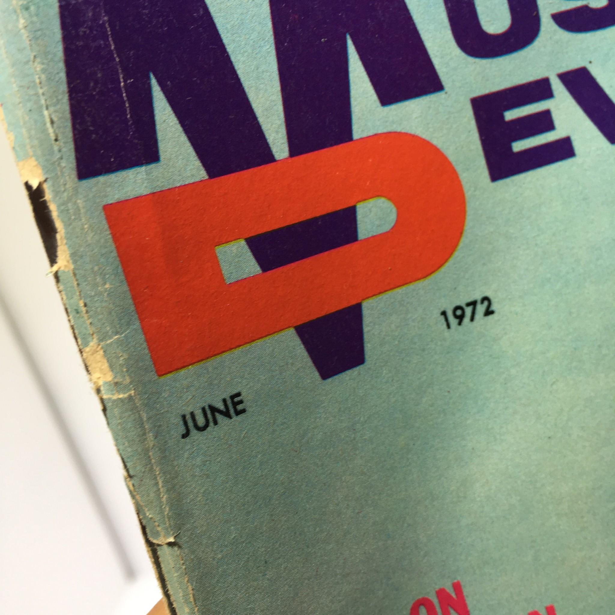 Close-up of the title and publication date of Muscular Development Magazine, June 1972, showcasing vintage magazine details.