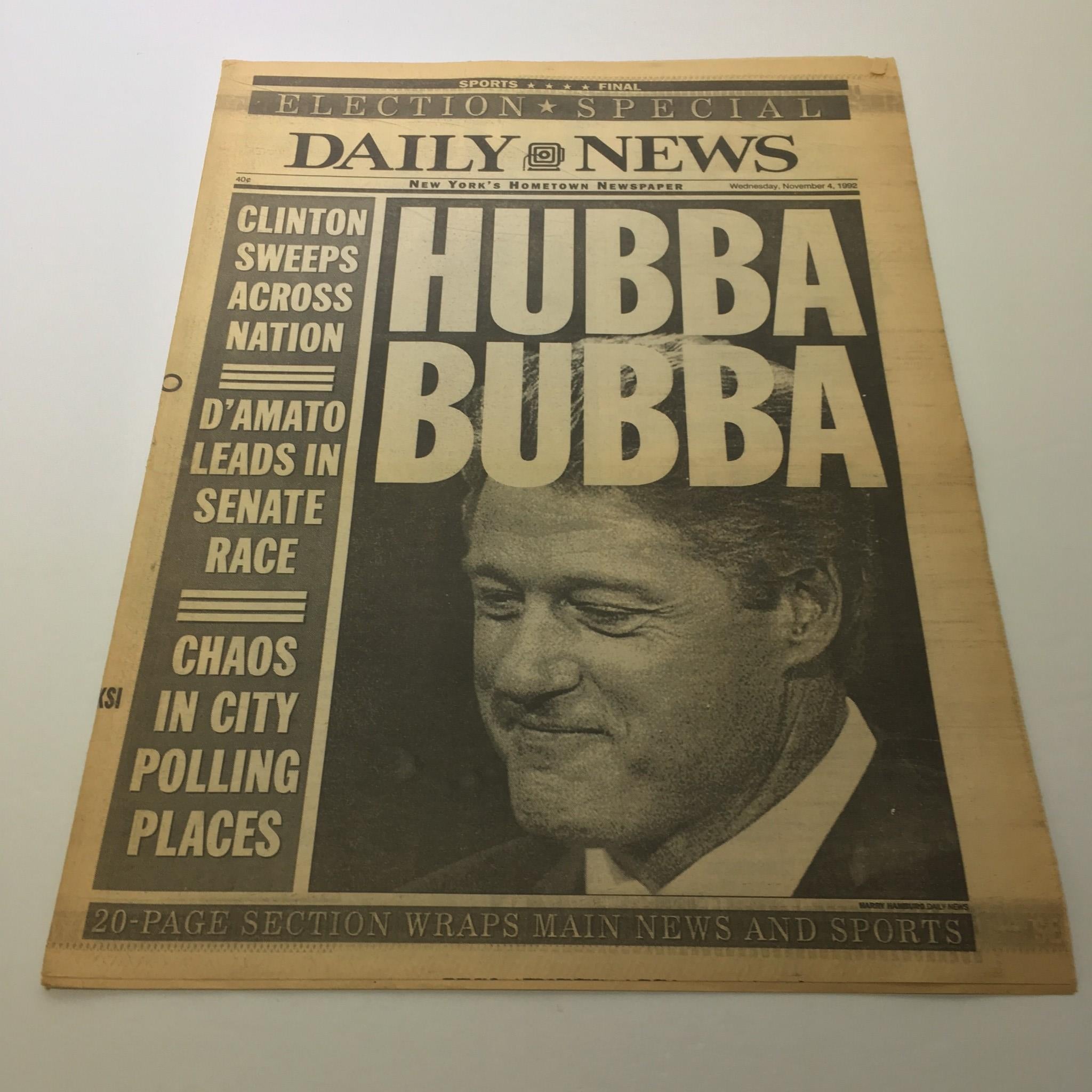 New York Daily News: Nov 4 1992 Hubba Bubba, No More Years