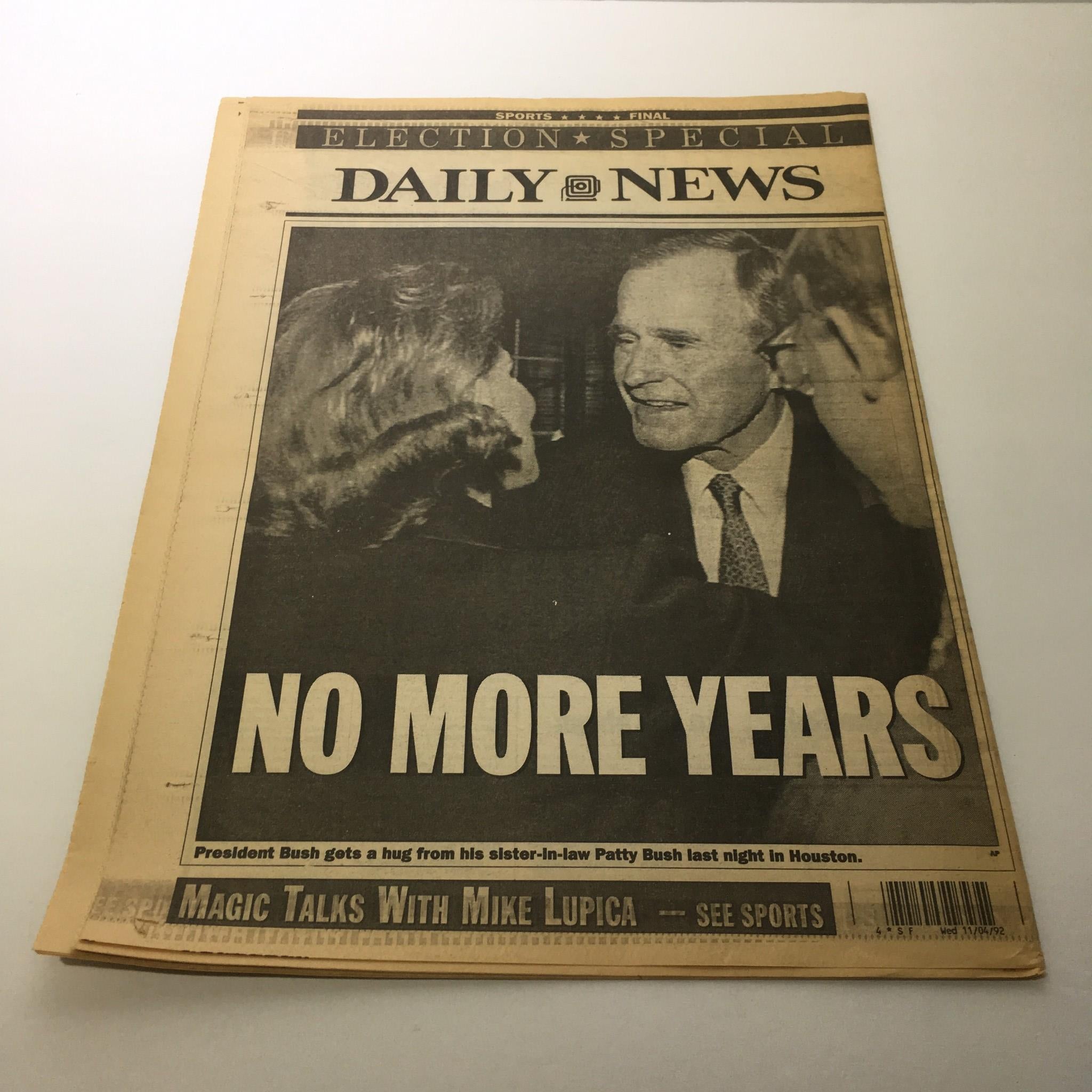 New York Daily News: Nov 4 1992 Hubba Bubba, No More Years