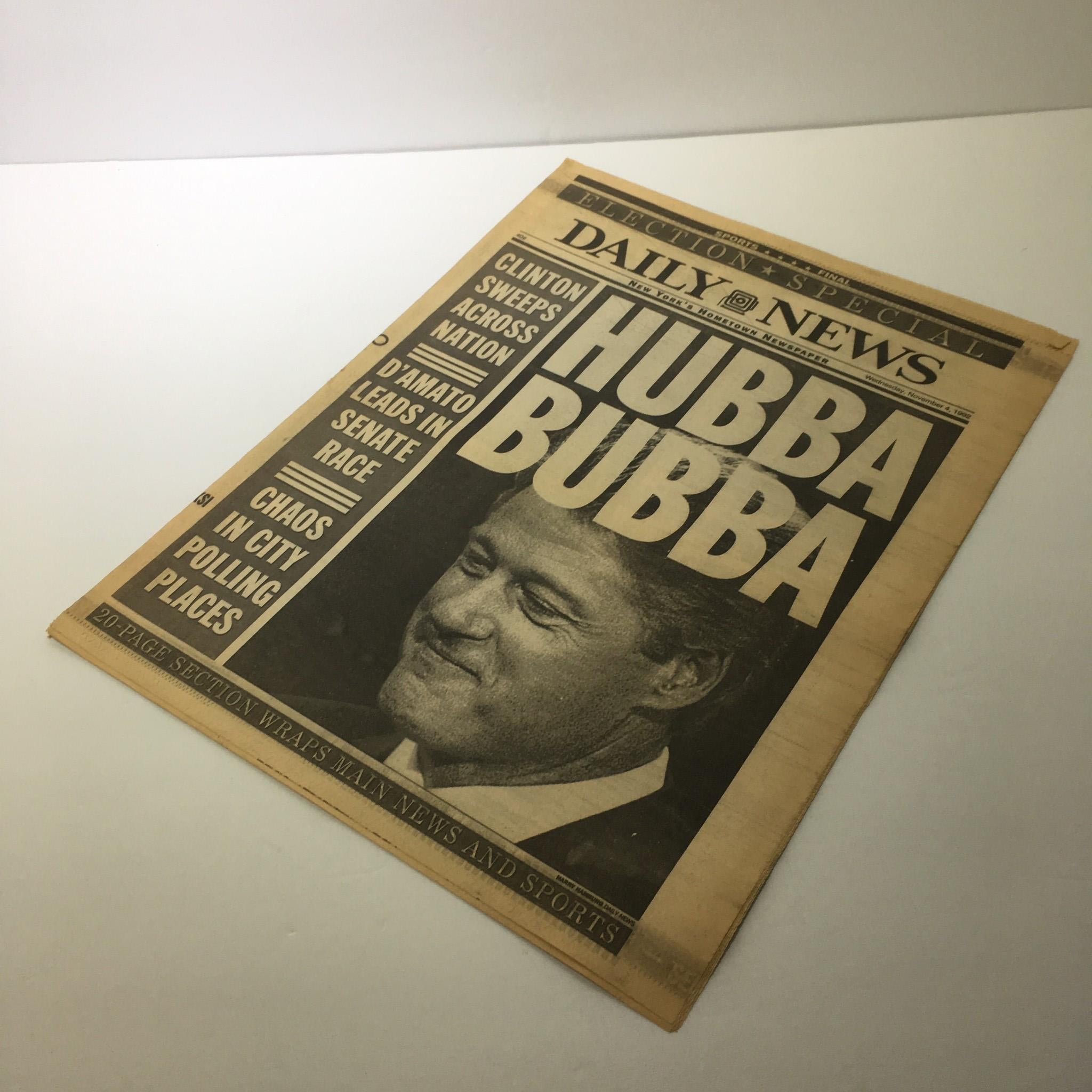 New York Daily News: Nov 4 1992 Hubba Bubba, No More Years