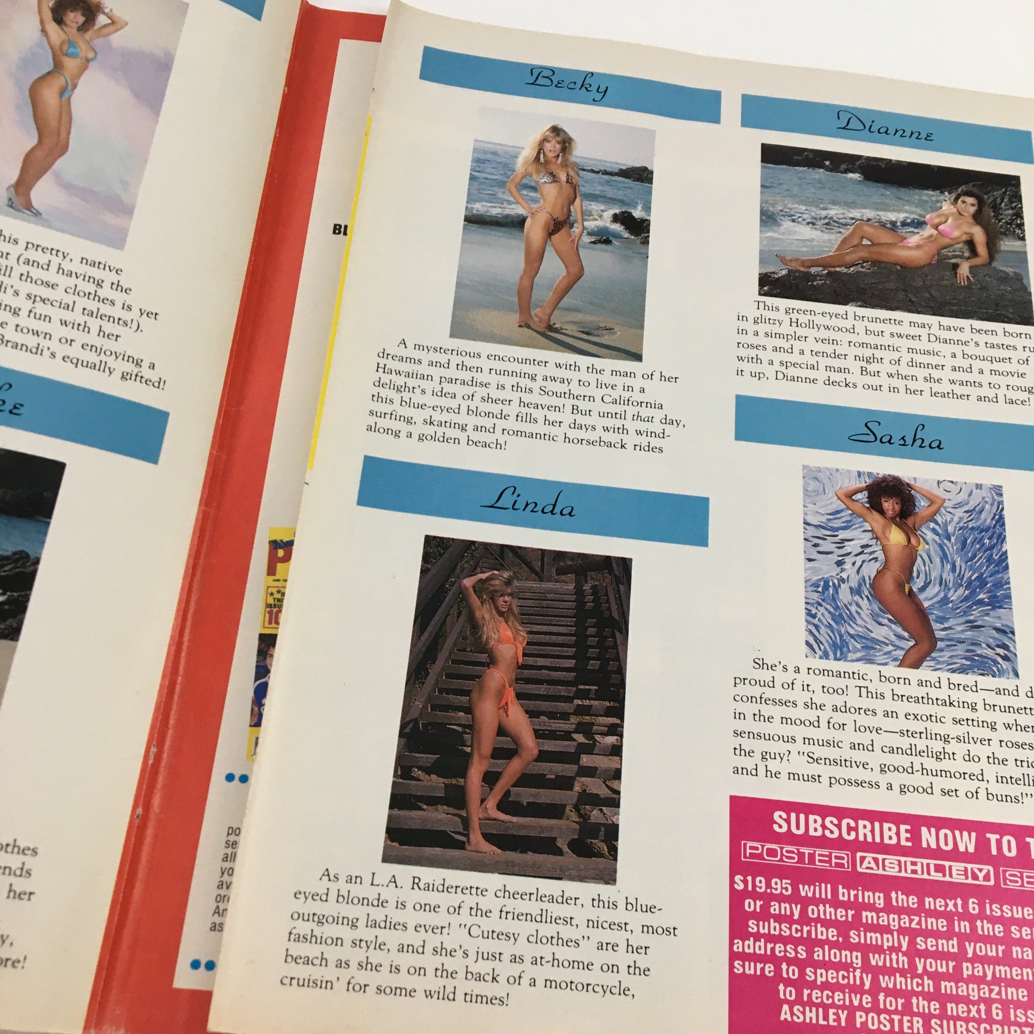 Blast Swimsuit Posters Magazine August 1989 Becky, Linda & Dianne No Label