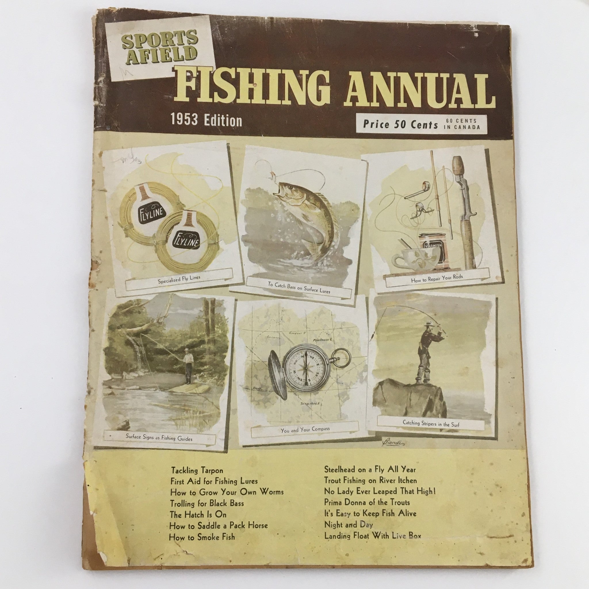 Sports Afield Magazine 1953 Fishing Annual Surface Signs as Fish Guides No Label