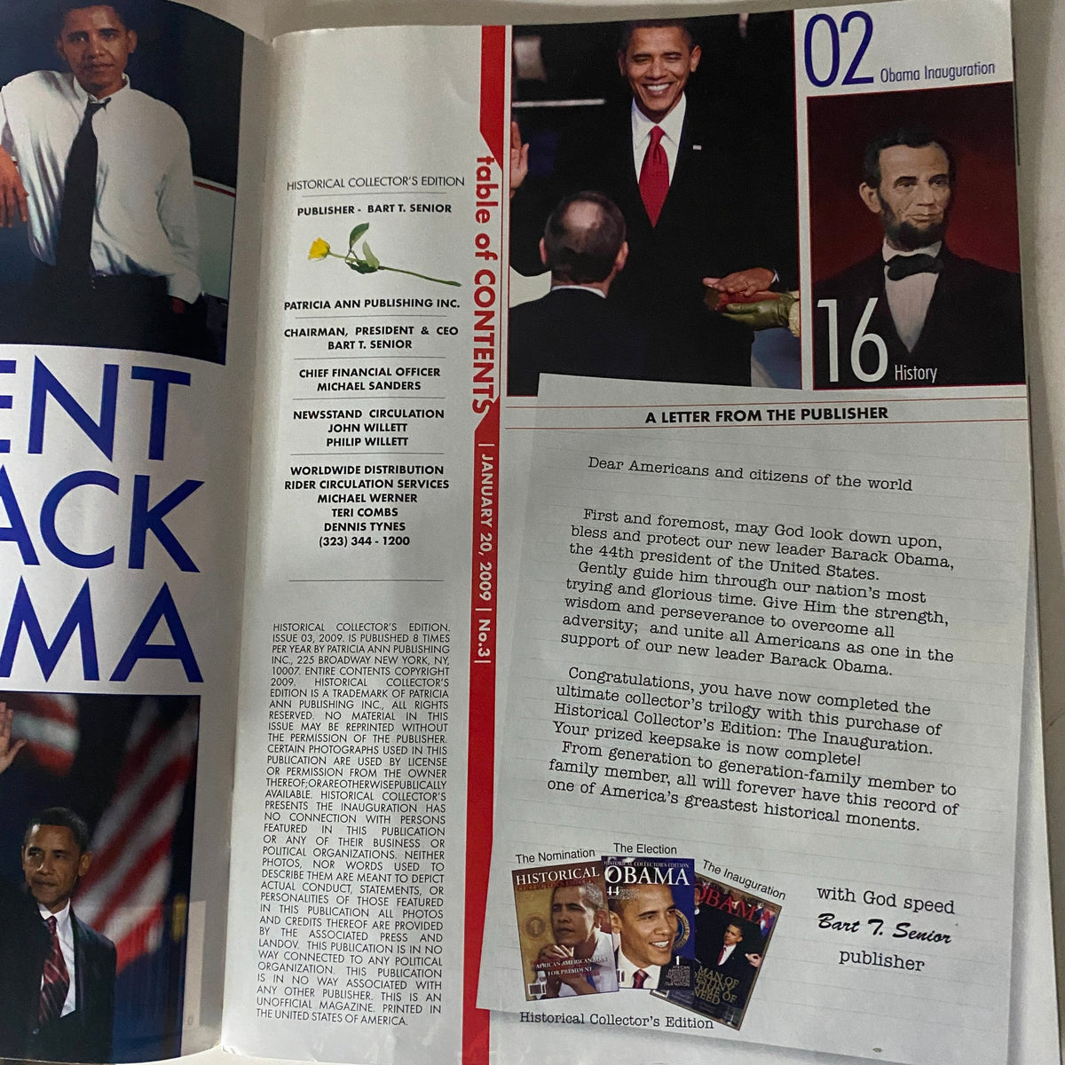 Magazine Inaguration 2009 Obama Inauguration Collector's Edition