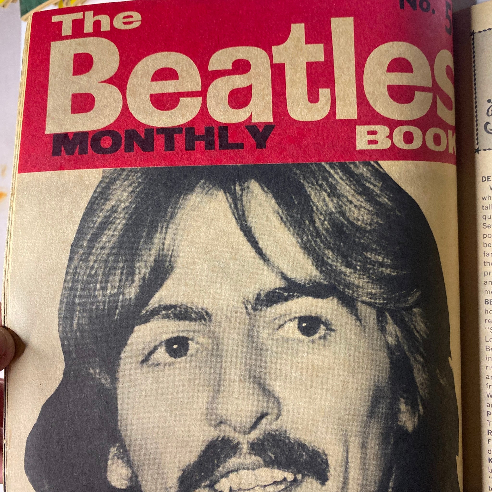 Cover of The Beatles Monthly Book featuring George Harrison, part of Teen Date Book Magazine May 1968 Vol 6 No. 10, highlighting iconic 1960s music culture.