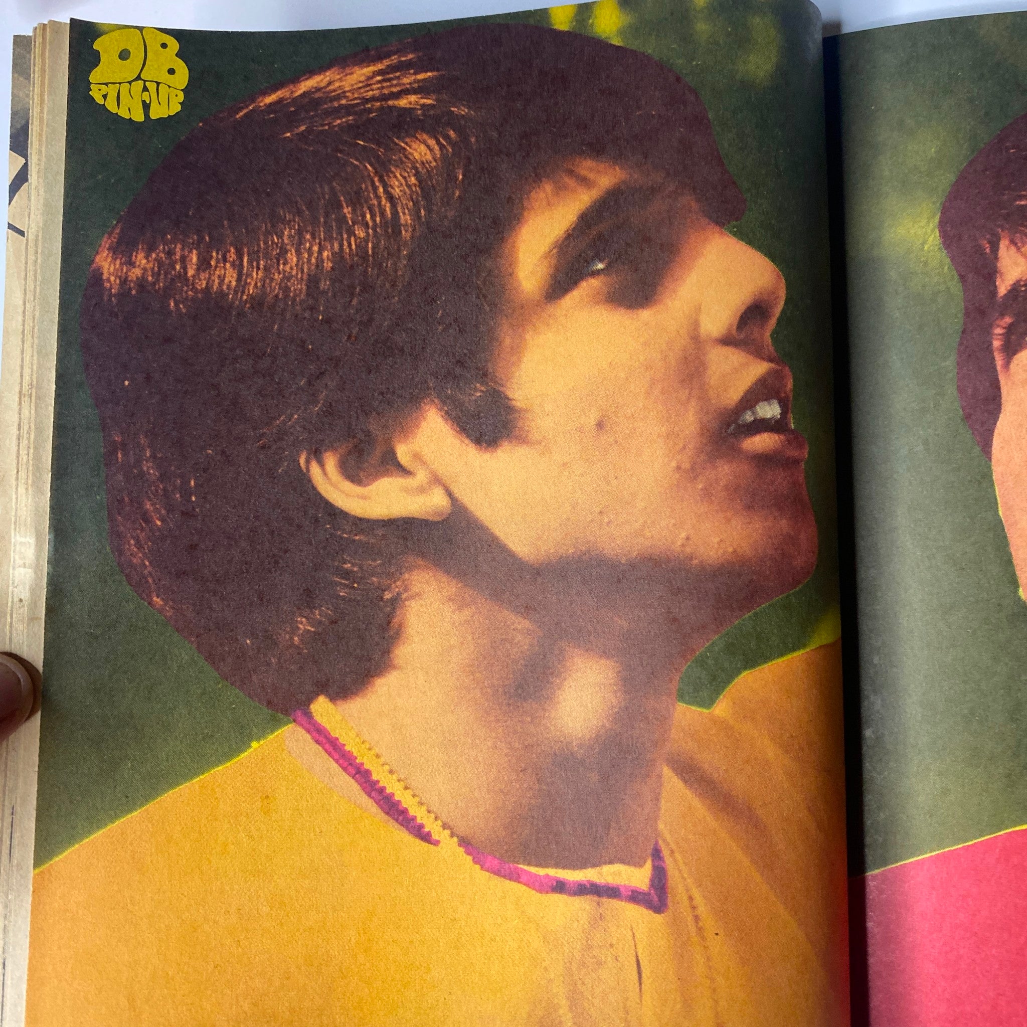 Teen Date Book Magazine April 1968 Vol 6 No. 9 - A colorful pin-up featuring Sajid Khan with vibrant background, highlighting his rising star during the 1960s.