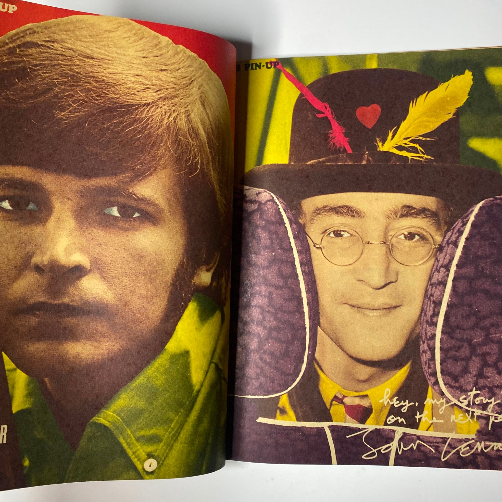 Teen Date Book Magazine January 1968 Vol 6 No 7 highlighting John Lennon with a unique pin-up display alongside a profile of Davy Jones, representing the iconic pop culture of the 1960s.
