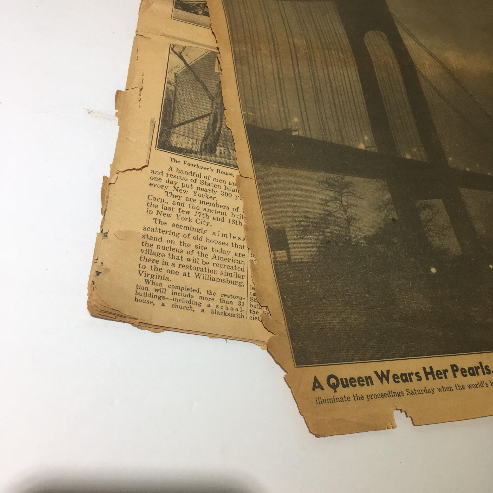 Close-up of the Vintage & Rare NY Daily News, dated November 15, 1964, detailing news about Staten Island, with slightly torn edges and visible wear.