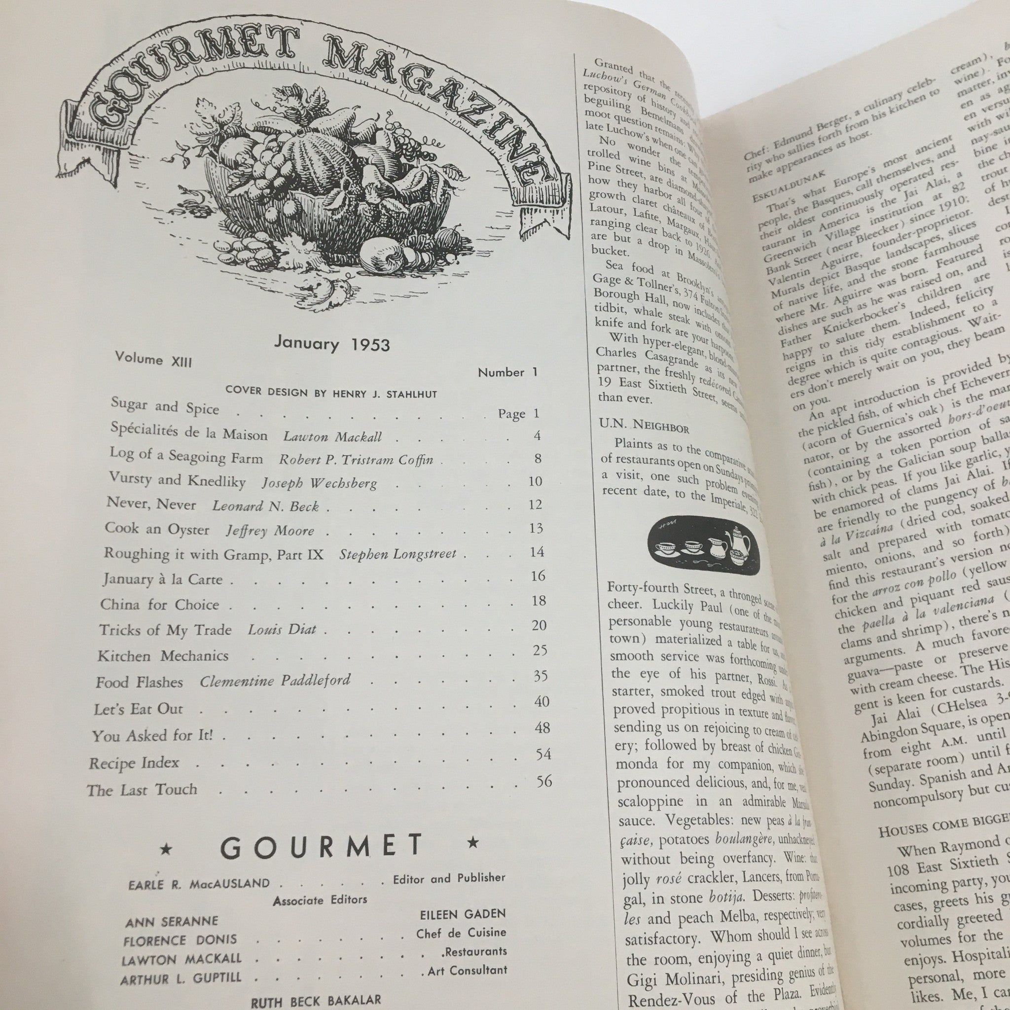 Gourmet Magazine January 1953 Roughing it with Gramp Part IX No Label