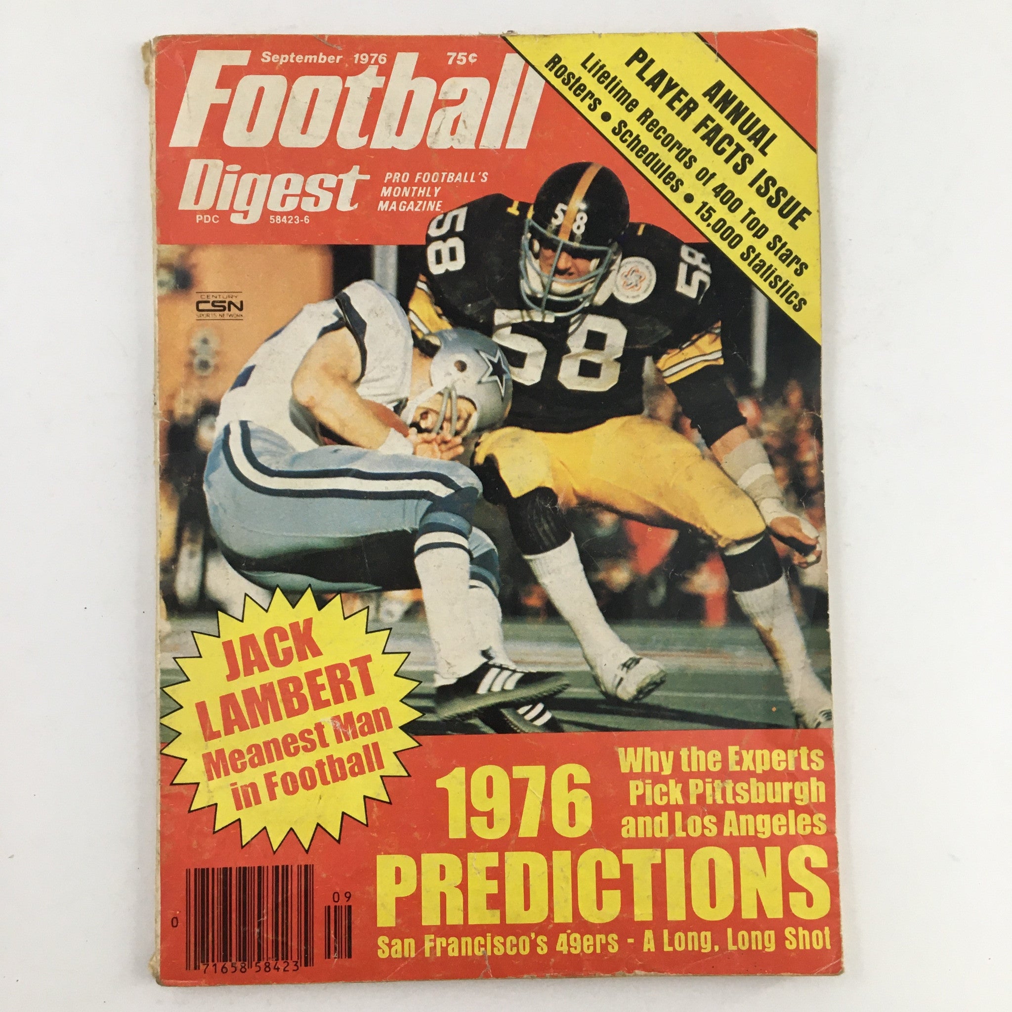 Football Digest Magazine September 1976 Jack Lambert the Meanest Man No Label