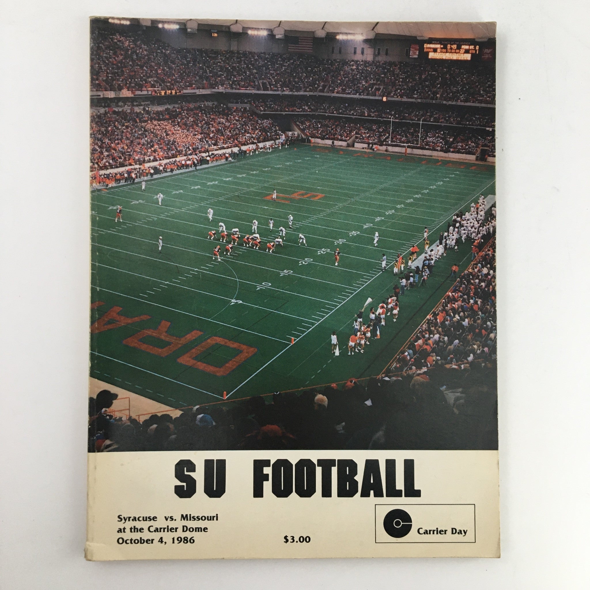 1986 Football Statistics Syracuse University vs Missouri at the Carrier Dome