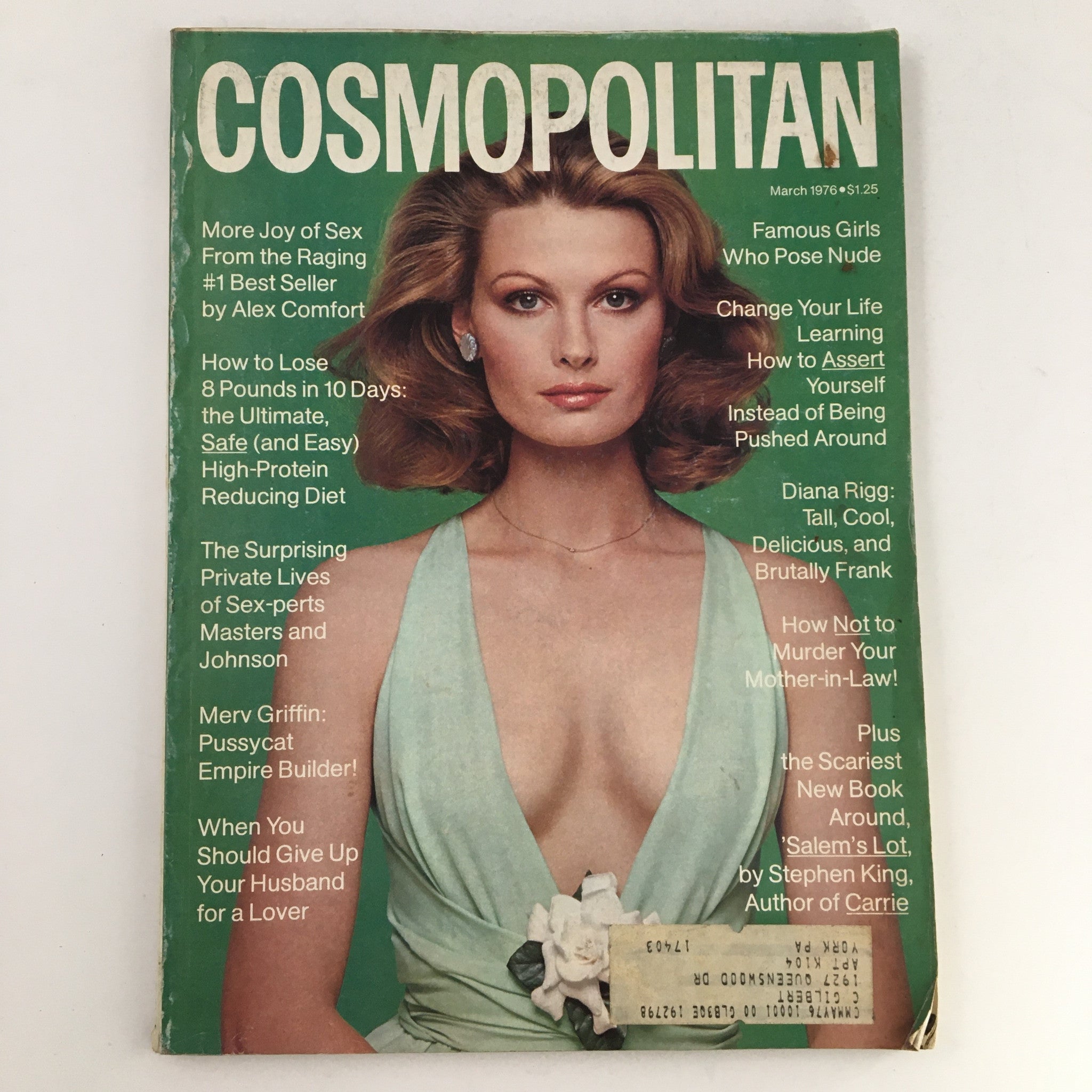 Cosmopolitan Magazine March 1976 Photo of Denise Hopkins & Merv Griffin Empire