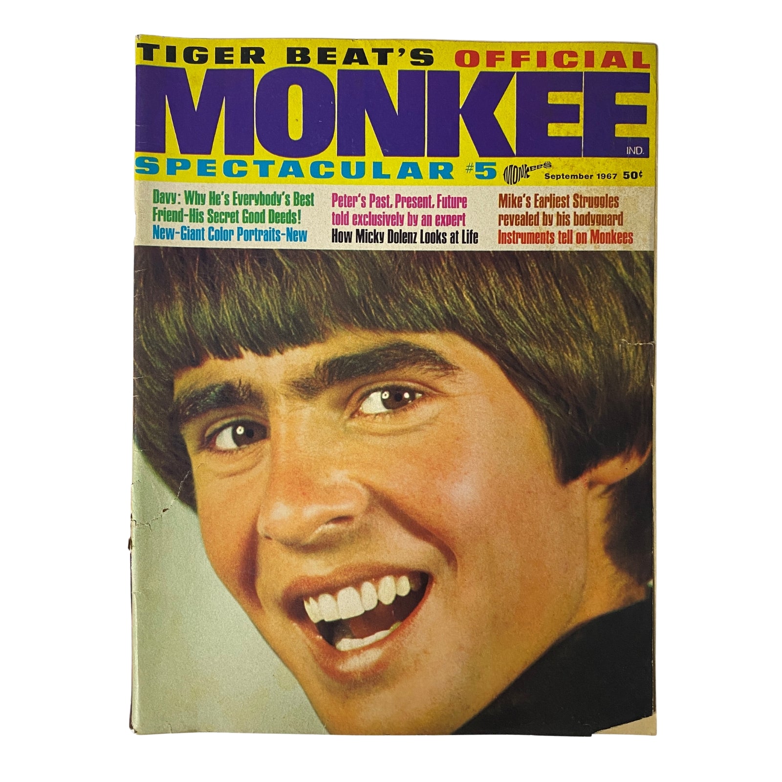 Tiger Beat's Official September 1967 #5 Monkee Spectacular cover featuring Micky Dolenz with a big smile.