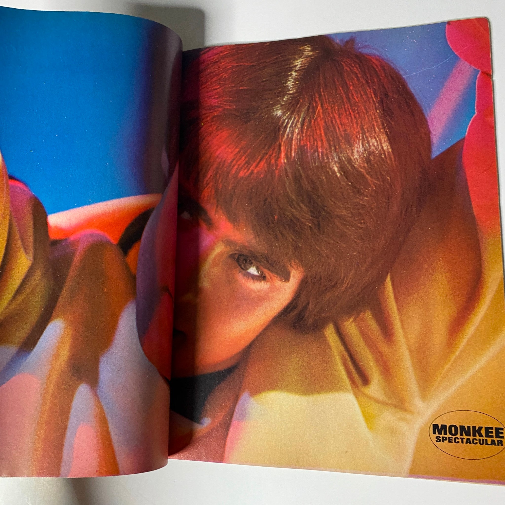 Colorful spread from Tiger Beat's Official September 1967 #5 Monkee Spectacular featuring a dreamy portrait of Peter Tork.