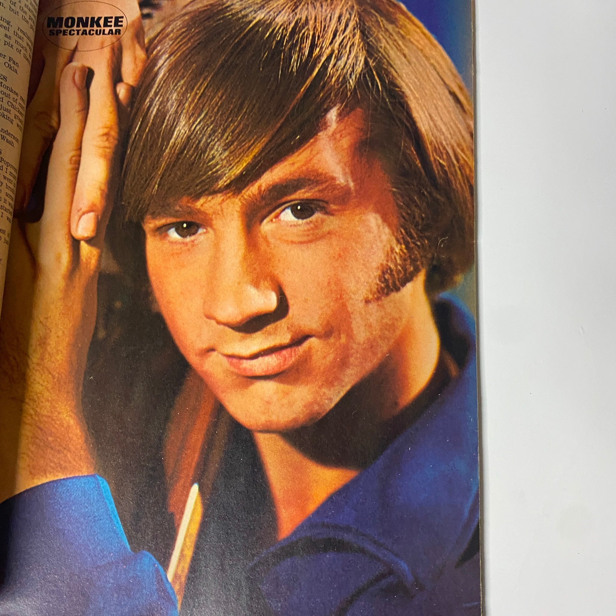 Artistic image of Mike Nesmith from Tiger Beat's Official September 1967 #5 Monkee Spectacular, styled with classic 60s fashion.