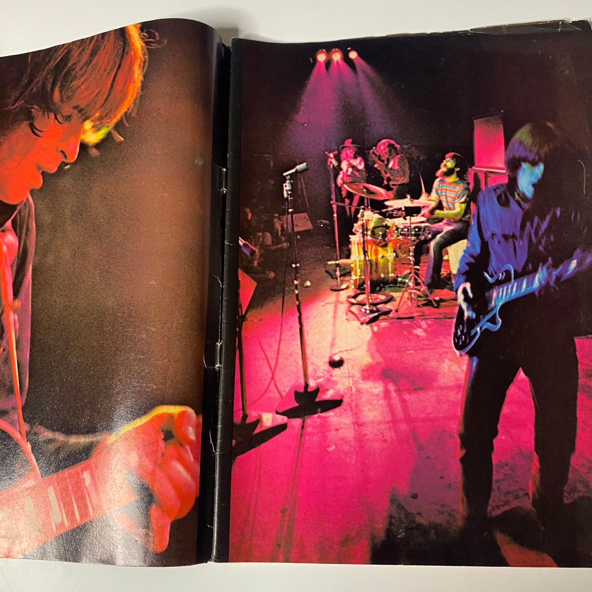 In-concert photo spread from Rock Spectacular Magazine 1970 featuring musicians performing on stage, capturing the energy of live rock performances.