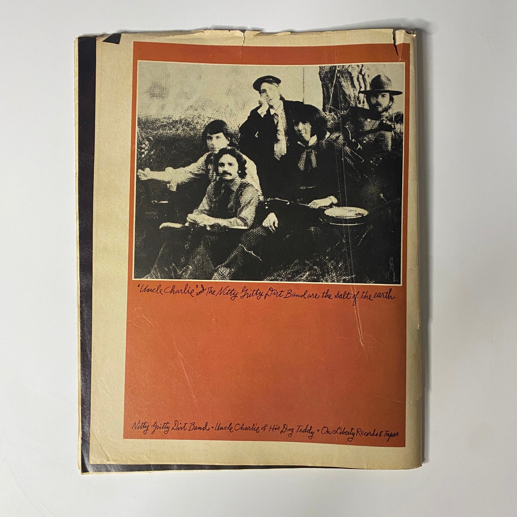 Back cover of Rock Spectacular Magazine 1970 featuring a vintage black and white photo of musicians, adding nostalgic charm to the collectible.