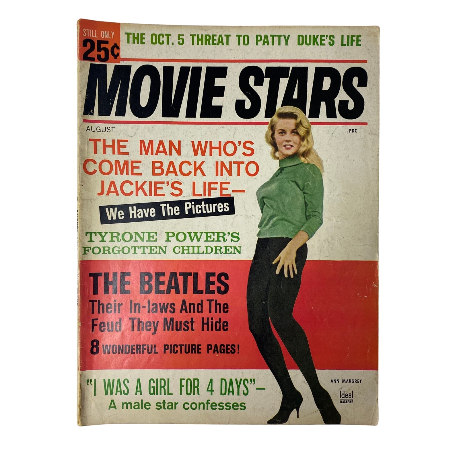 Movie Stars Magazine August 1964 featuring Ann-Margret on the cover with highlights such as Beatles specials and Hollywood gossip.