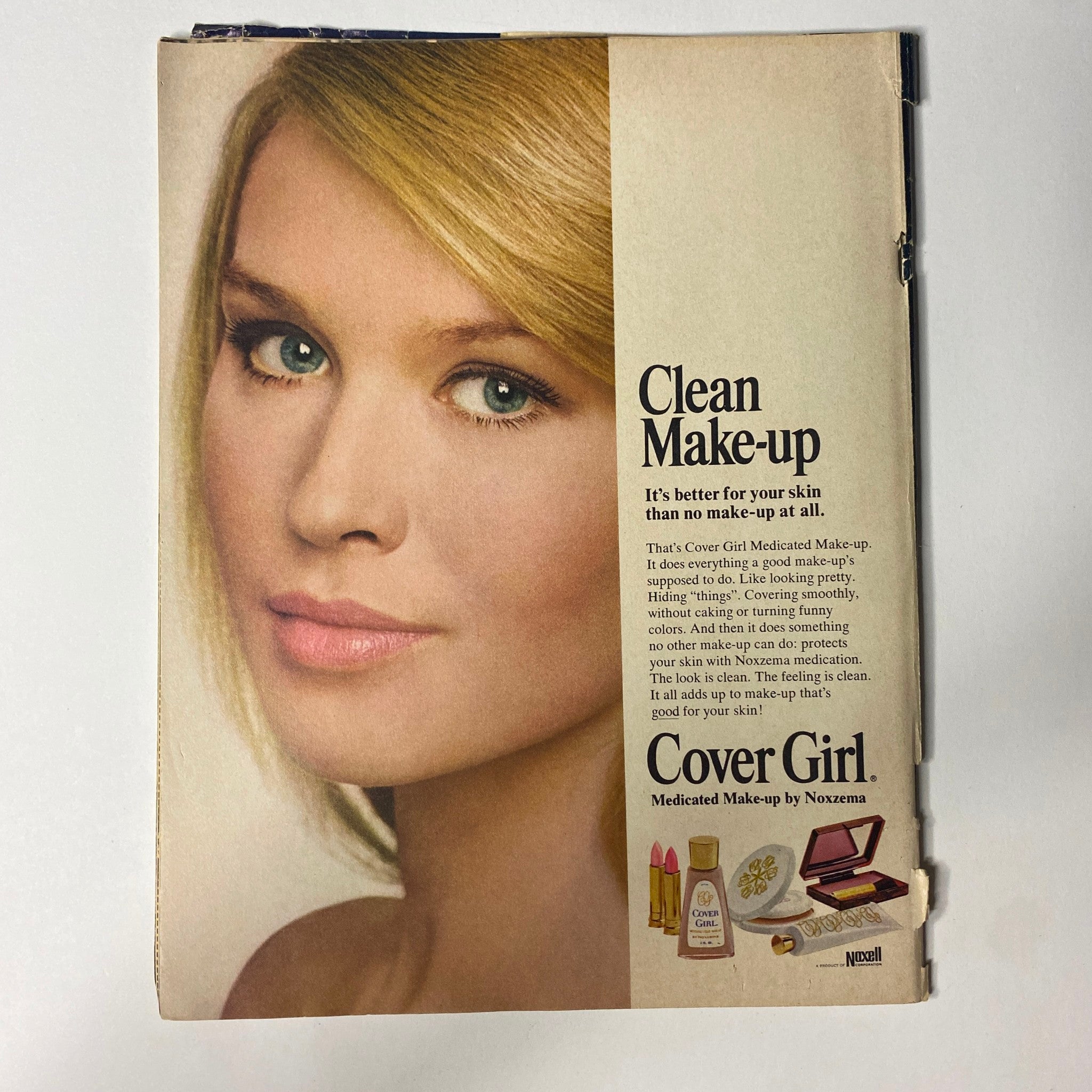 Back cover of TeenSet Magazine August 1968 Vol 4 No. 8 featuring an advertisement for Cover Girl makeup, showcasing a vintage beauty product alongside the magazine's cultural context.